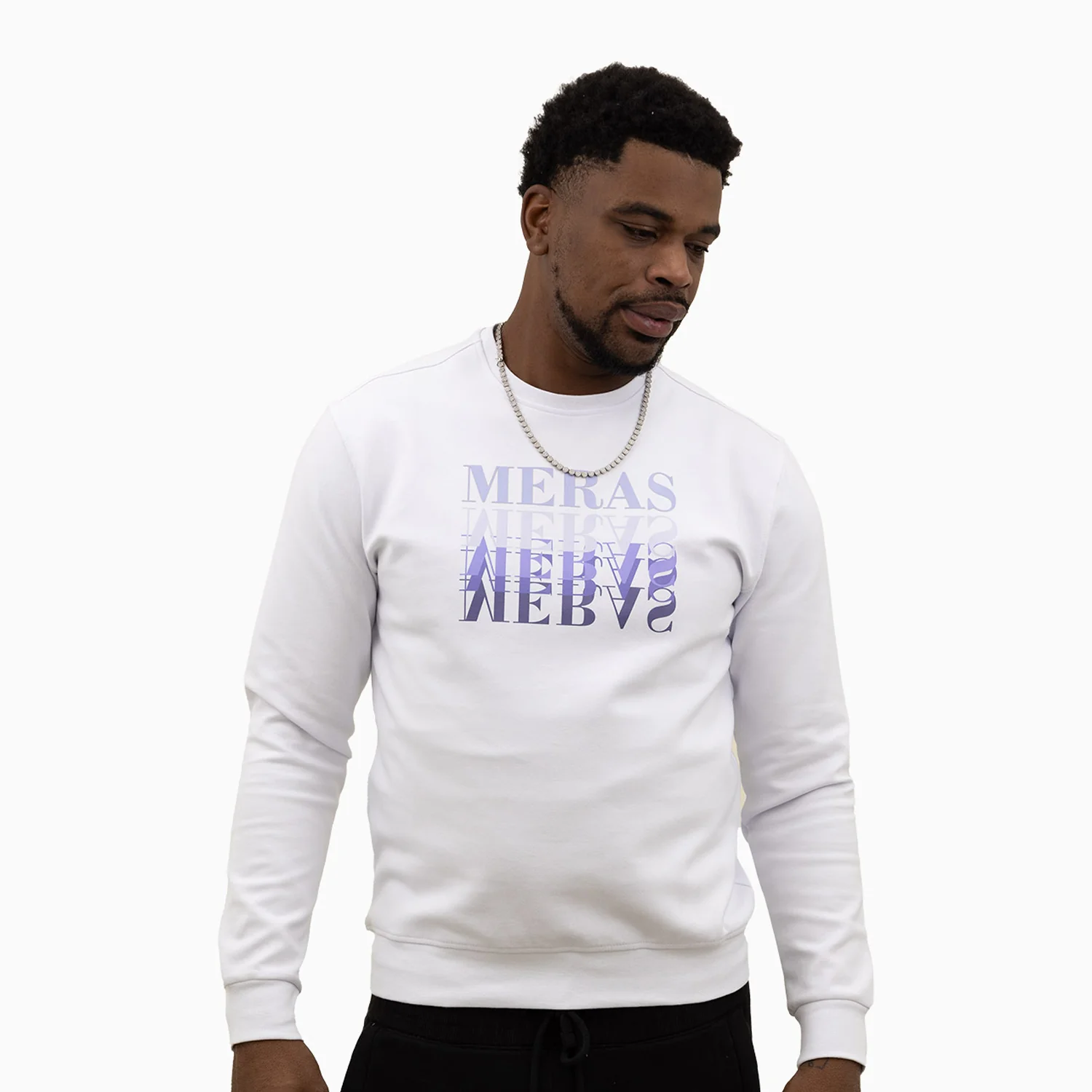 Men's Gradient Text Crew Neck Sweatshirt - Image 3