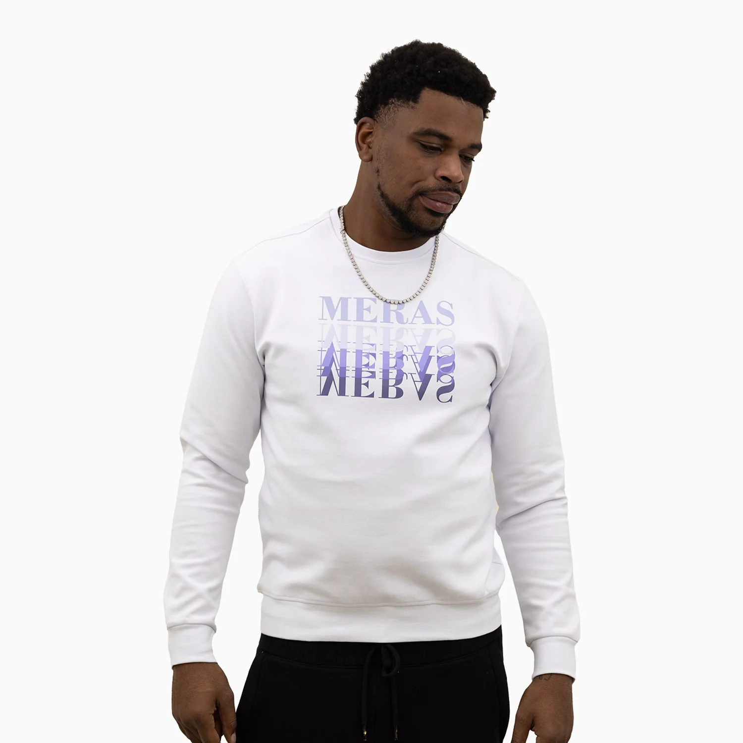 Men's Gradient Text Crew Neck Sweatshirt - Image 4