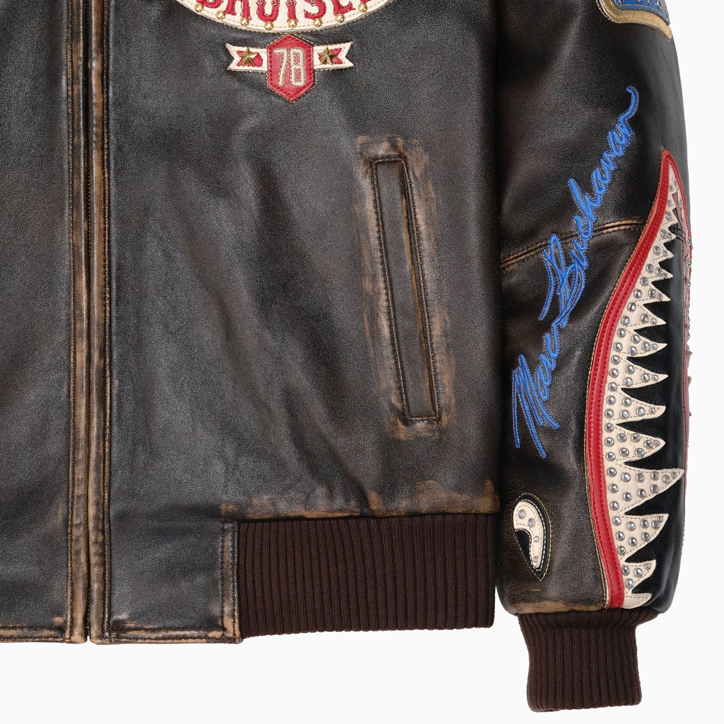 Men's American Bruiser Plush Leather Jacket - Image 9