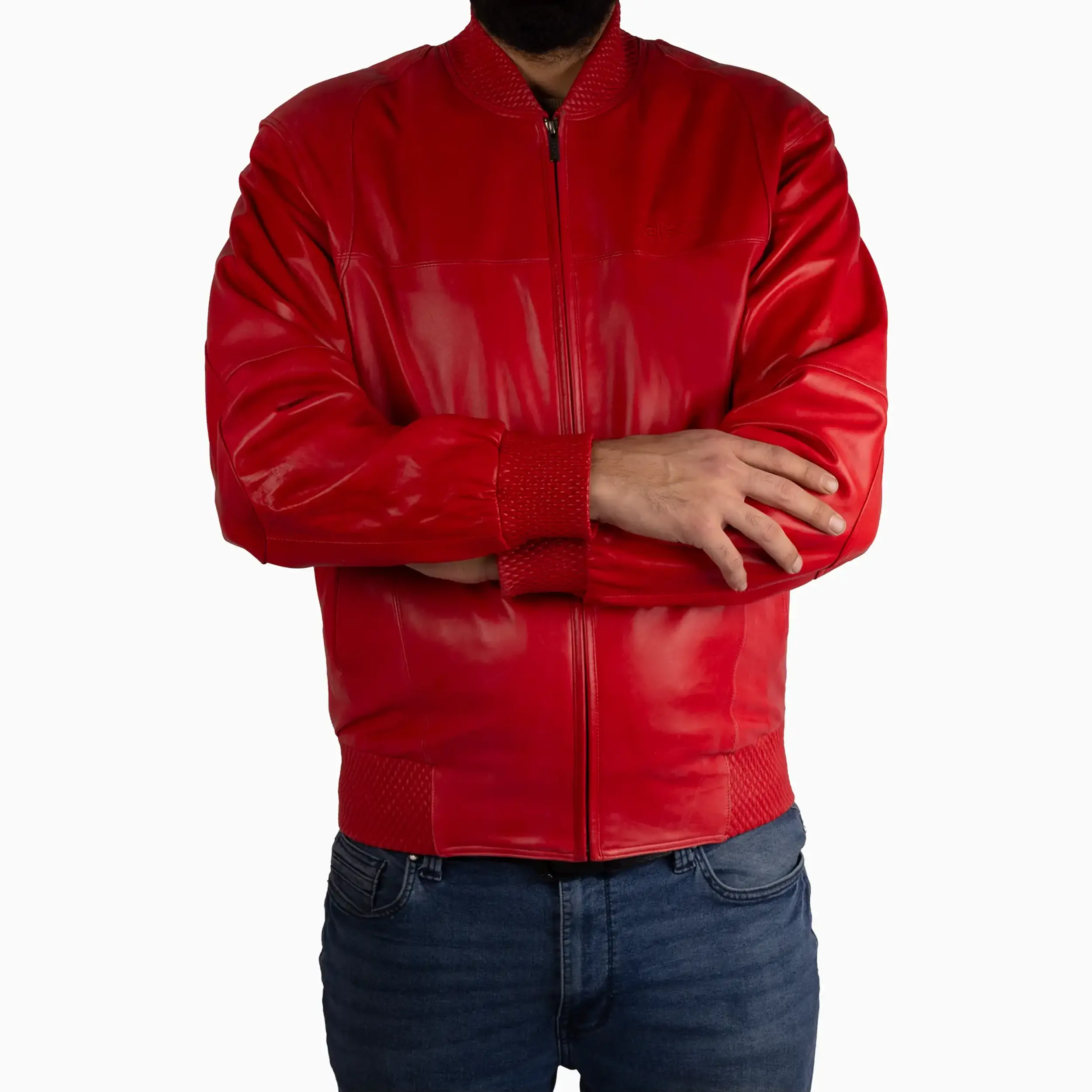 Men's Basic Blouson Leather Jacket - Image 4