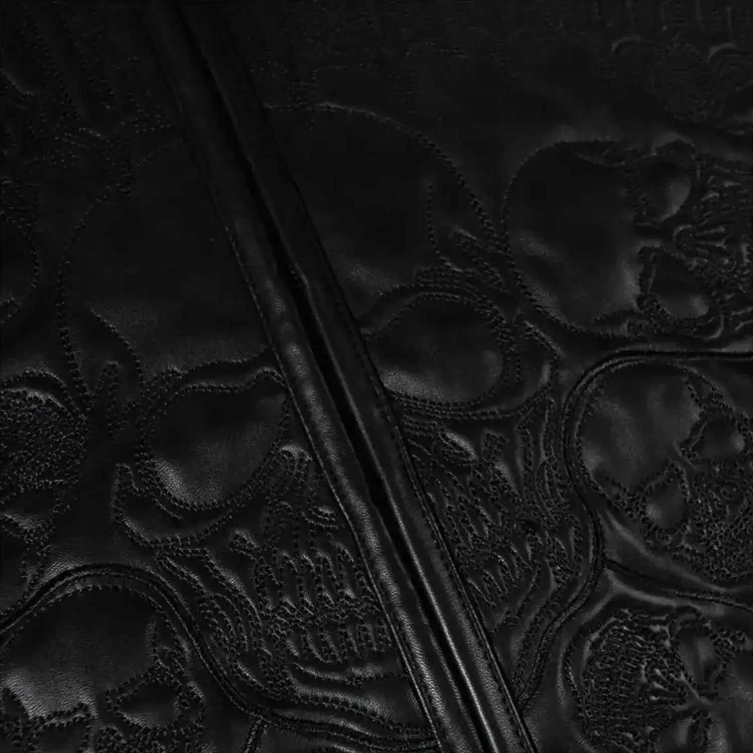 Men's Skull Quilt Leather Jacket - Image 3