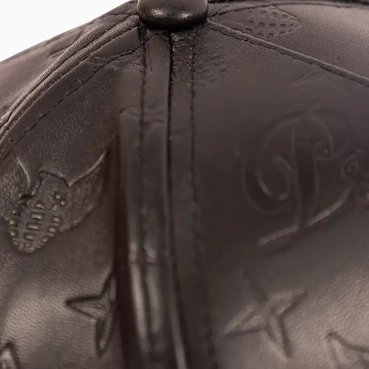 Men's Leather Monogram Strapback Hat - Image 9