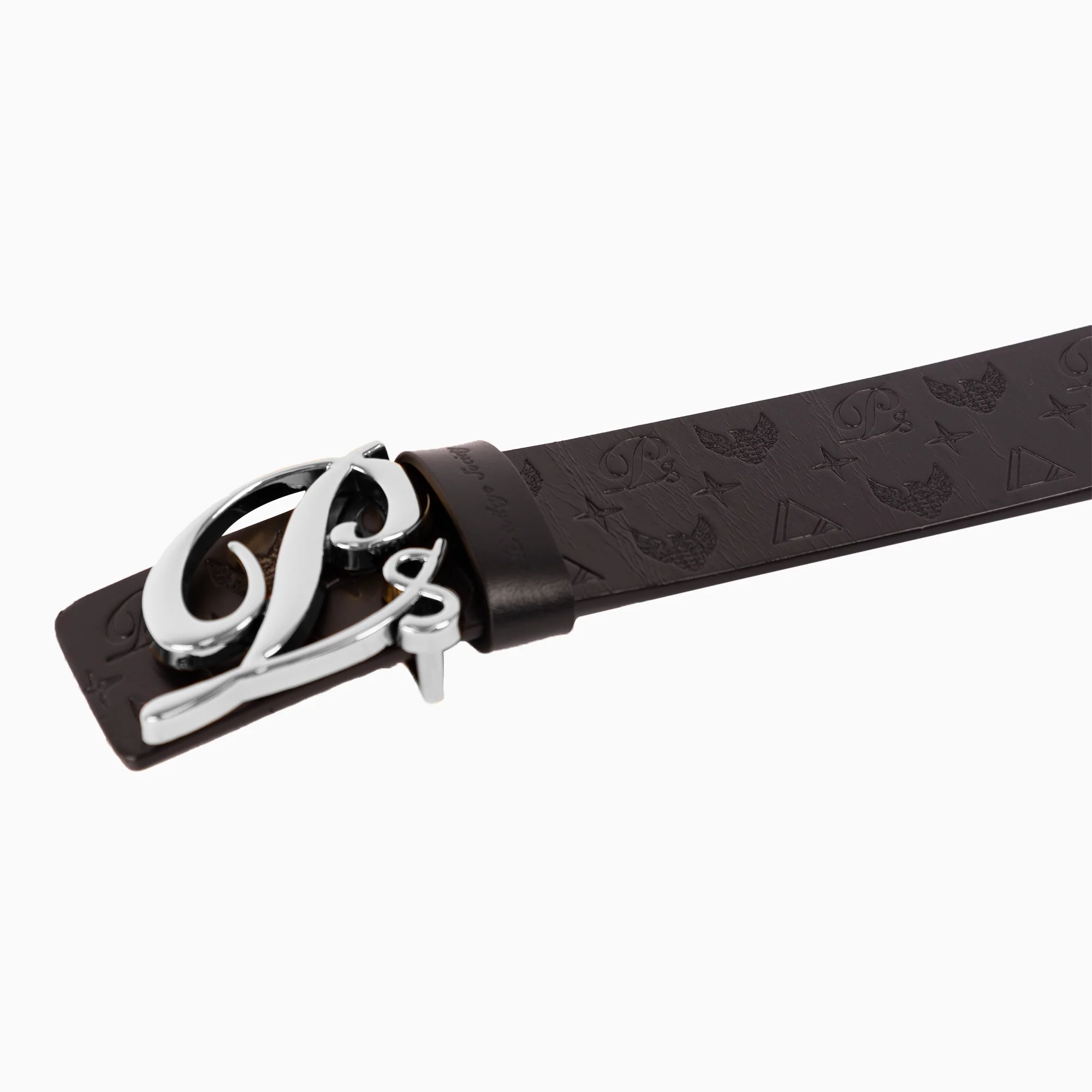 Men's Monogram Leather HC Belt Silver Black - Image 3