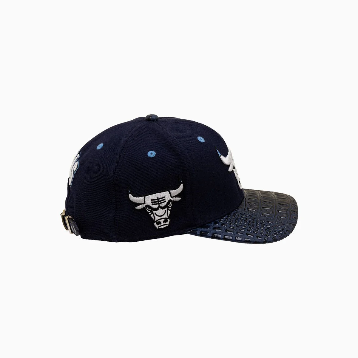 Chicago Bulls NBA With Leather Visor Wool Flat Brim Snapback Hat - Image 3