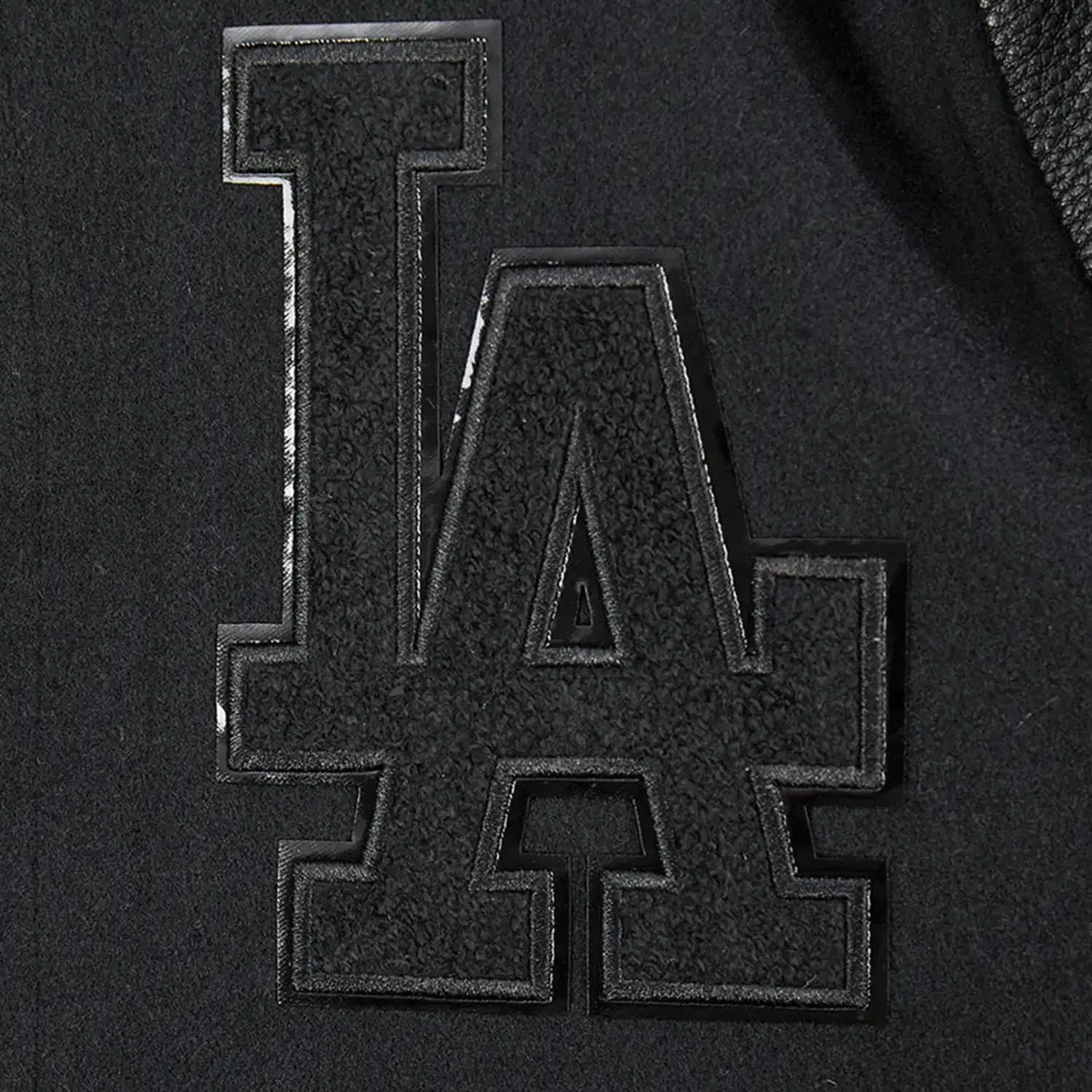 Kid's Los Angeles Dodgers MLB Triple Black Wool Varsity Jacket - Image 5