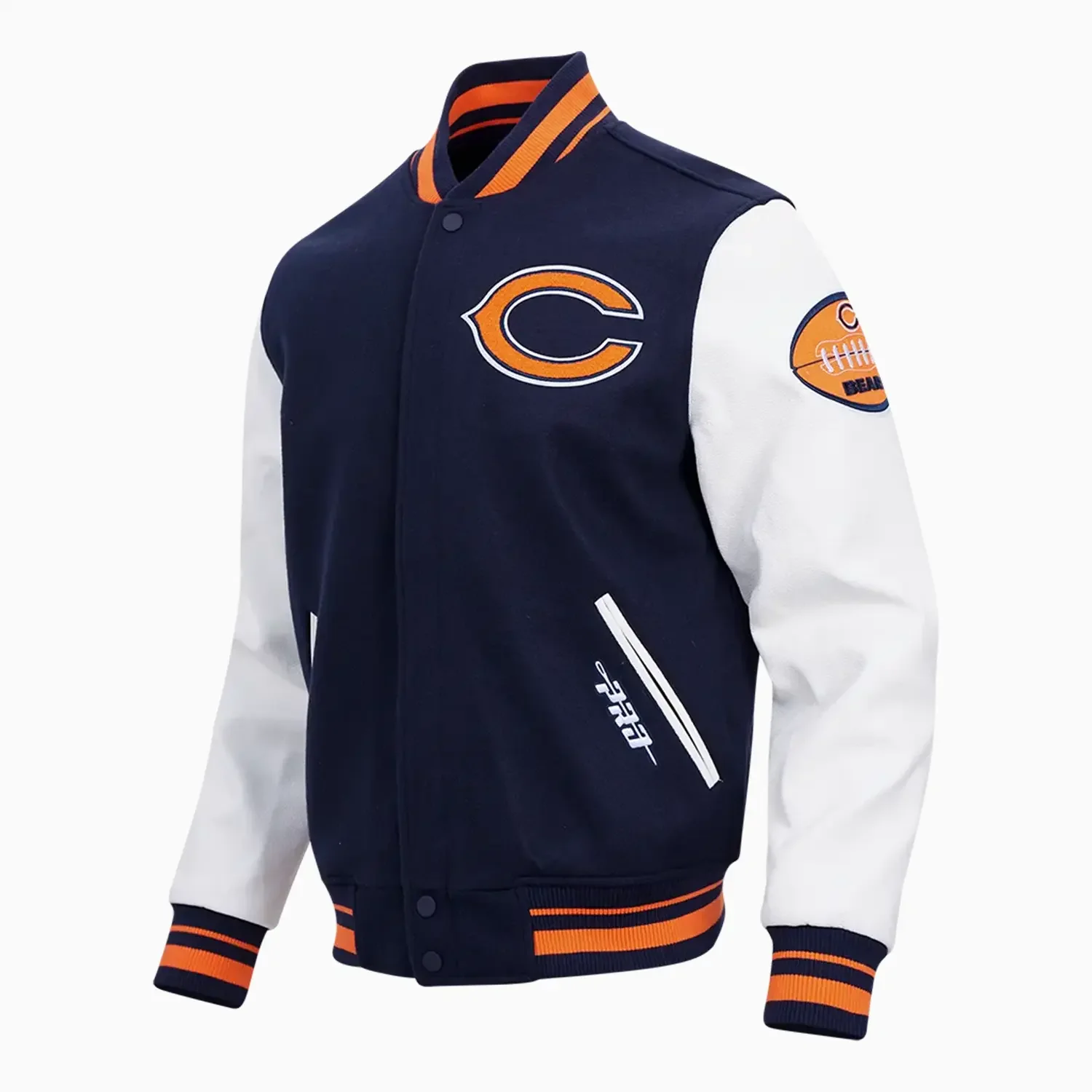 Men's Chicago Bears Old English Rib Wool Varsity Jacket - Image 2