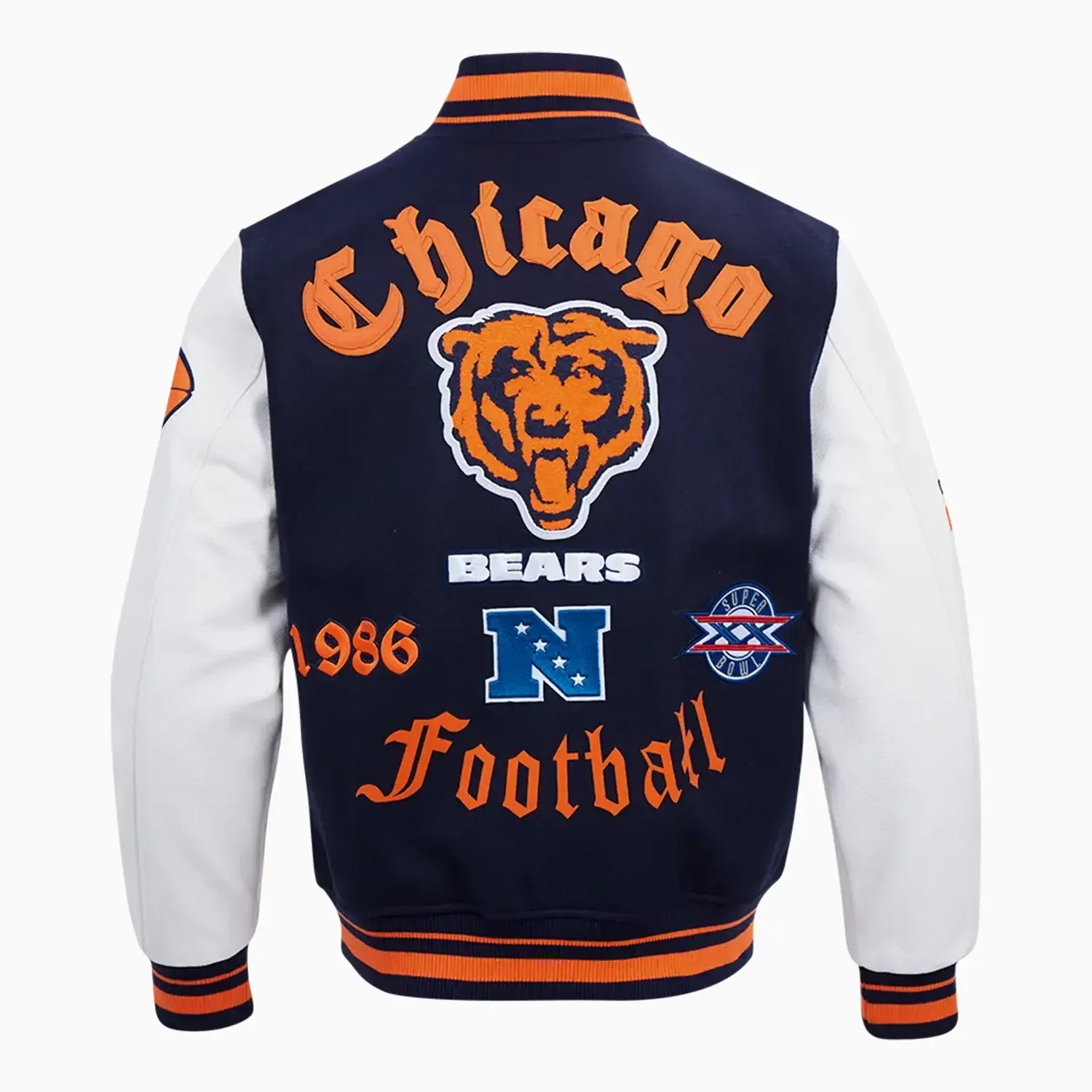 Men's Chicago Bears Old English Rib Wool Varsity Jacket - Image 3
