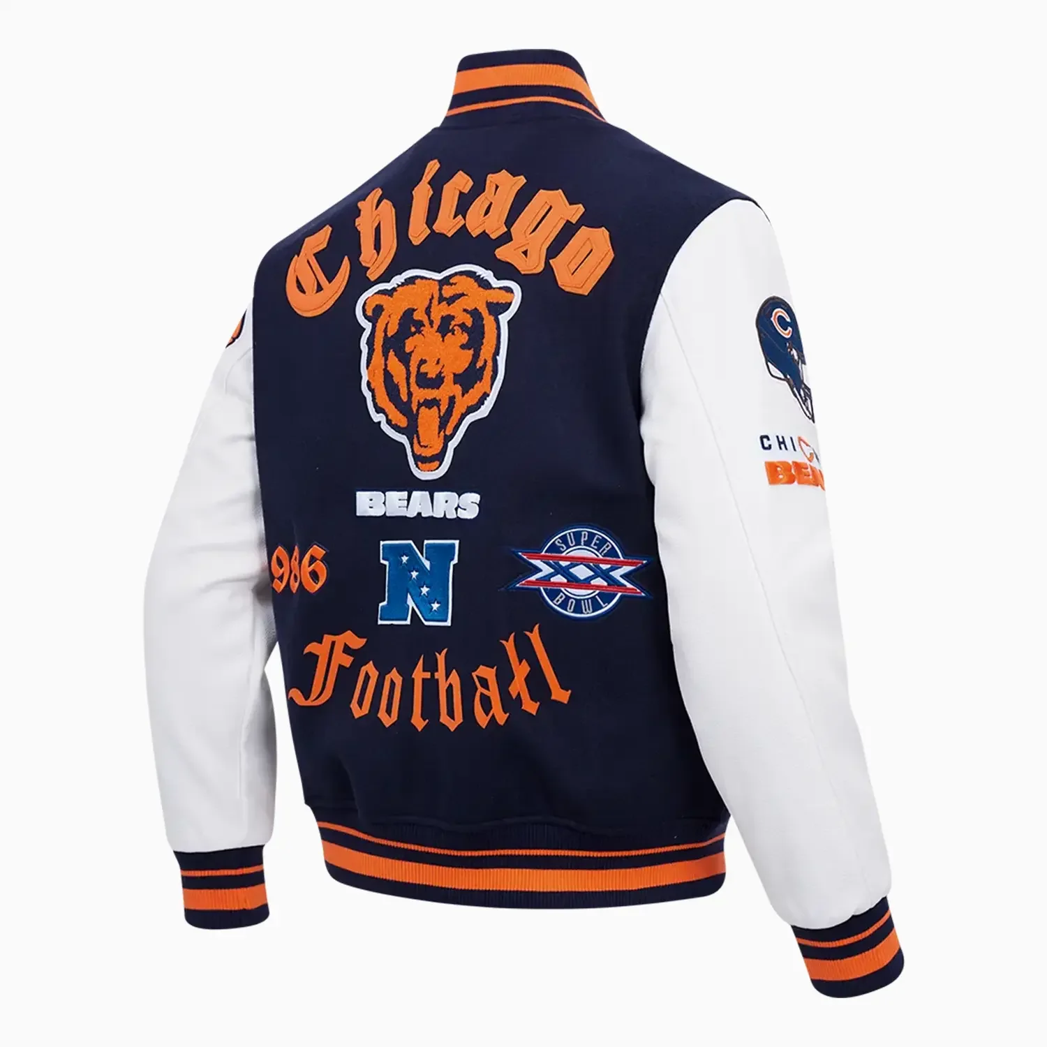 Men's Chicago Bears Old English Rib Wool Varsity Jacket - Image 4
