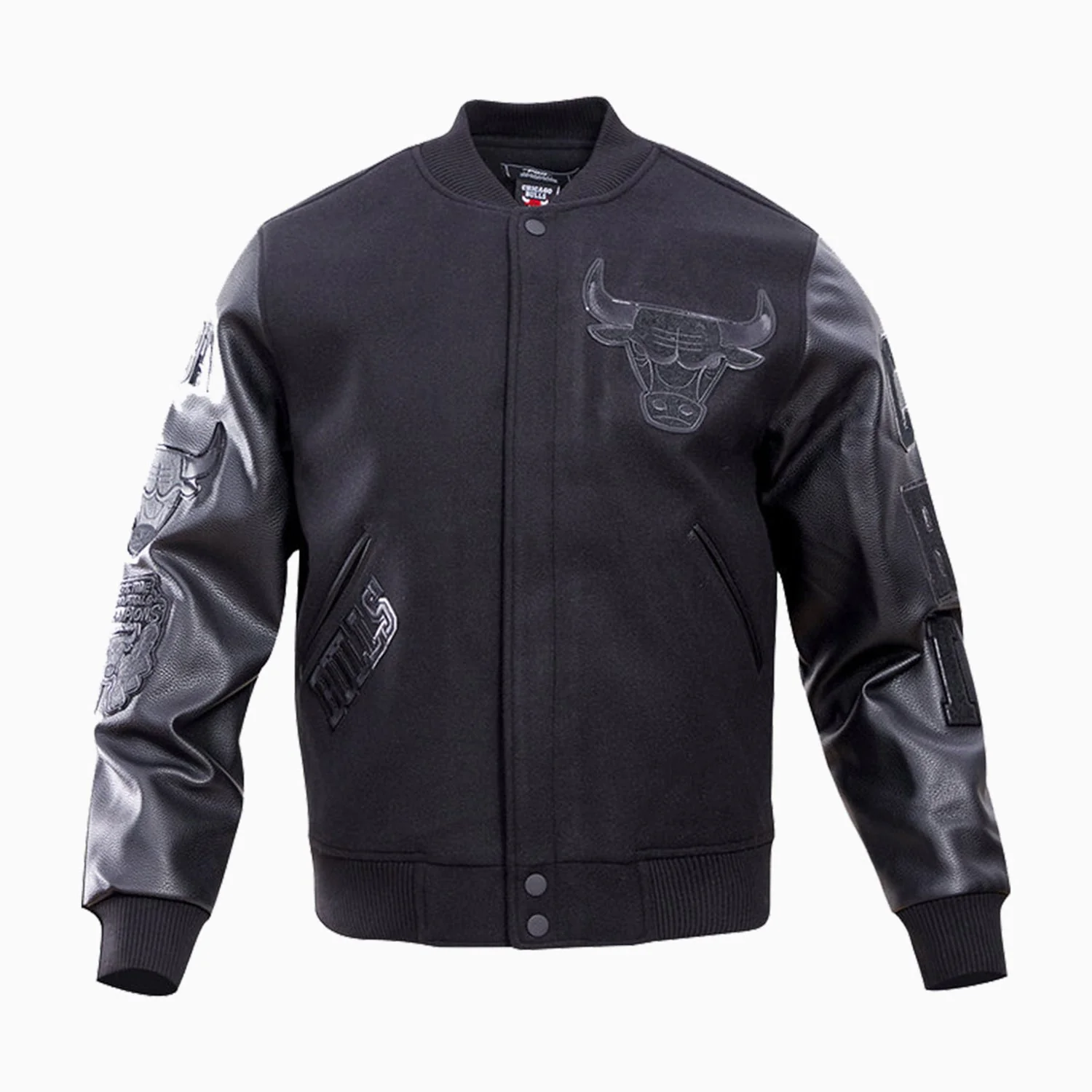 Men's Chicago Bulls Triple Black Varsity Jacket - Image 4
