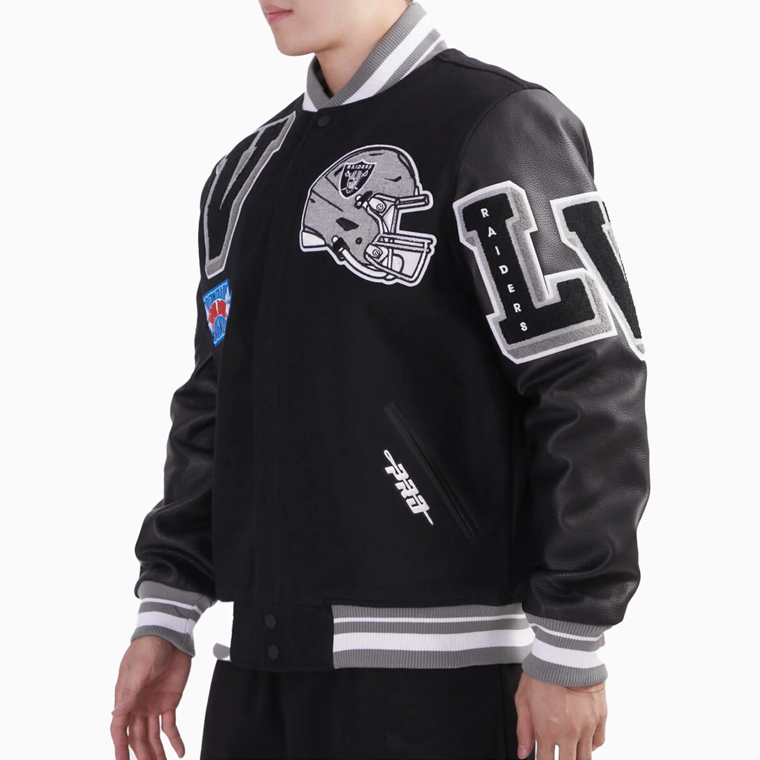 Men's Las Vegas Raiders NFL Rib Wool Varsity Jacket - Image 4