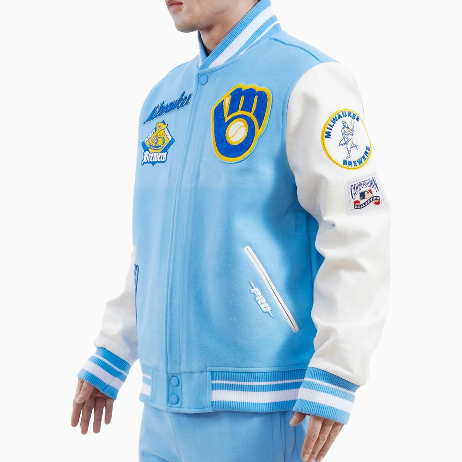 Men's Milwaukee Brewers Retro Classic Rib Wool Varsity Jacket - Image 4