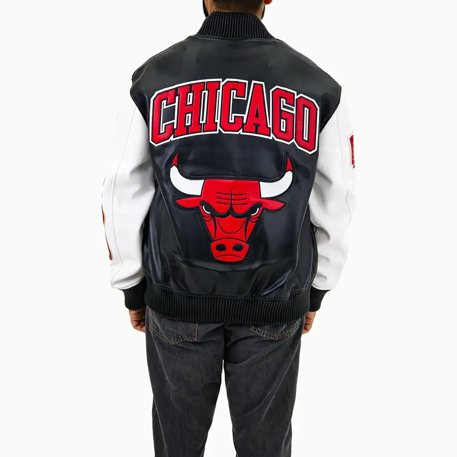 Men's NBA Chicago Bulls City Signatures Leather Varsity Jacket - Image 4