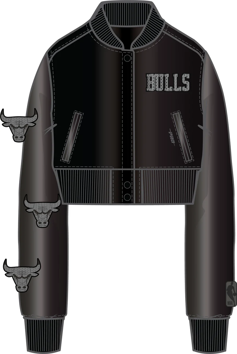 Women's Chicago Bulls Washed Crystalline Leather Varsity Jacket