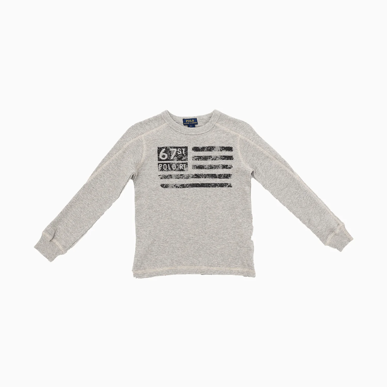 Kid's Waffle Knit Long Sleeve Crew Neck Shirt