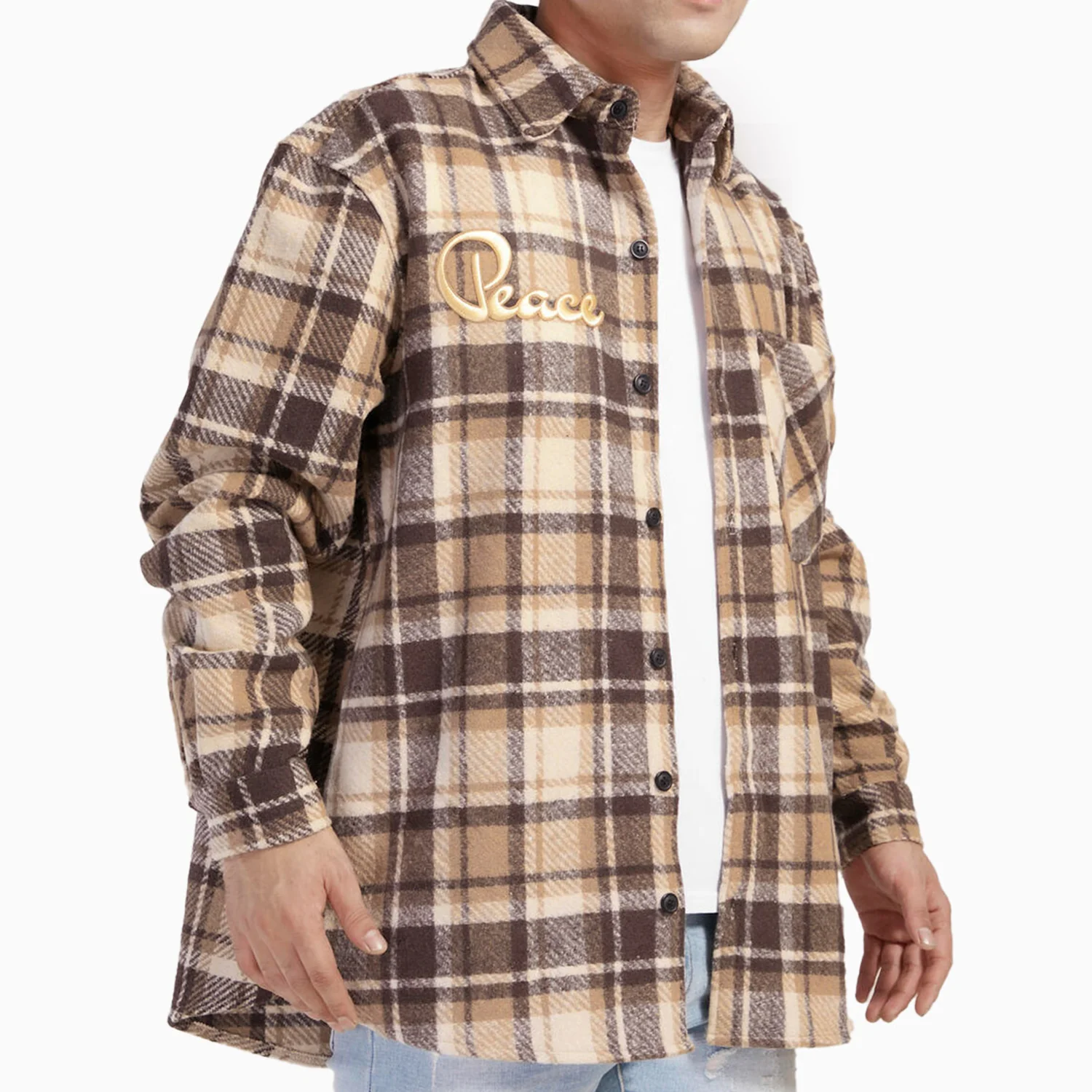 Men's Peace Heavy Flannel Shirt - Image 4