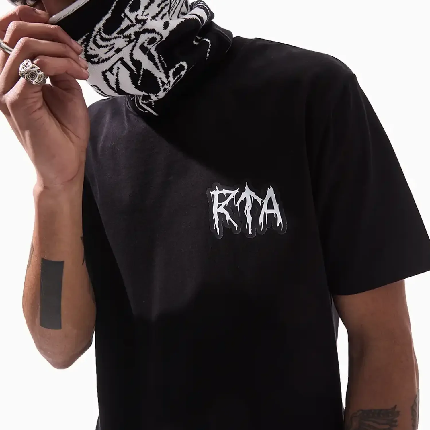 Men's Liam Black Cyber Metal T-Shirt - Image 3