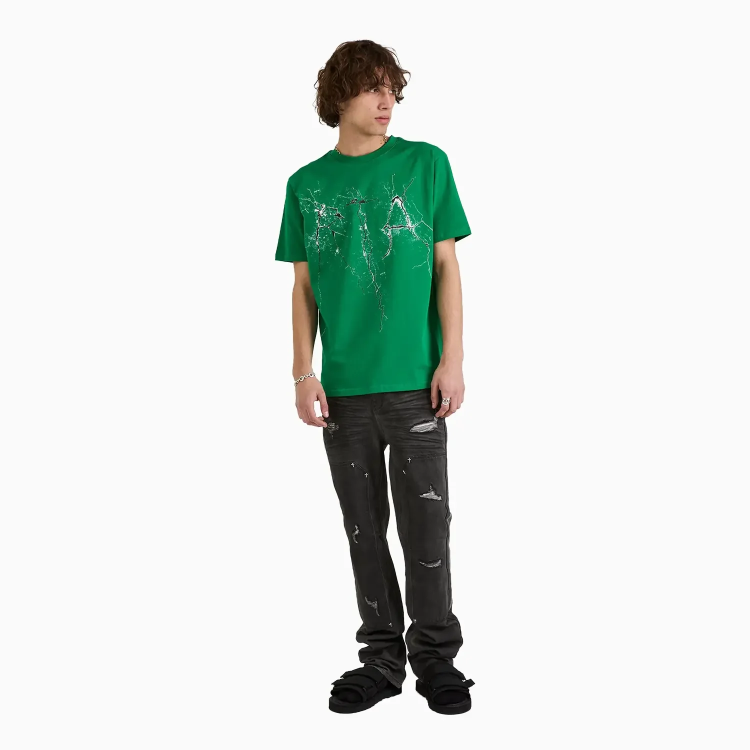 Men's Liam Green Cracked Logo T-Shirt - Image 5