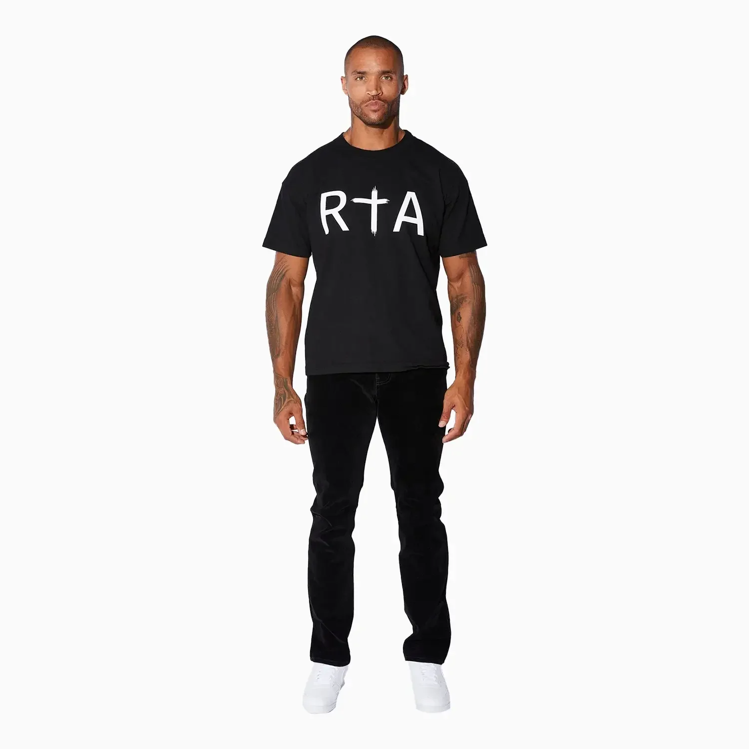 Men's Short Sleeve White Logo T-Shirt - Image 3