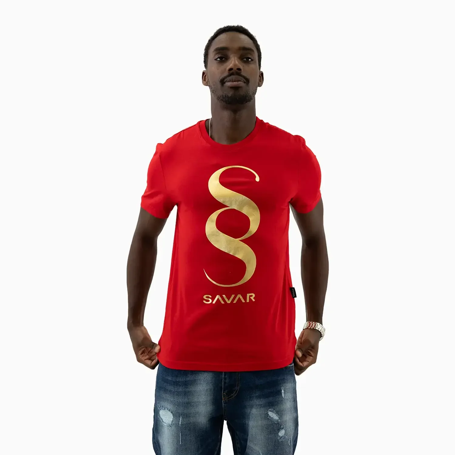 Men's Double S Printed Red T Shirt - Image 8