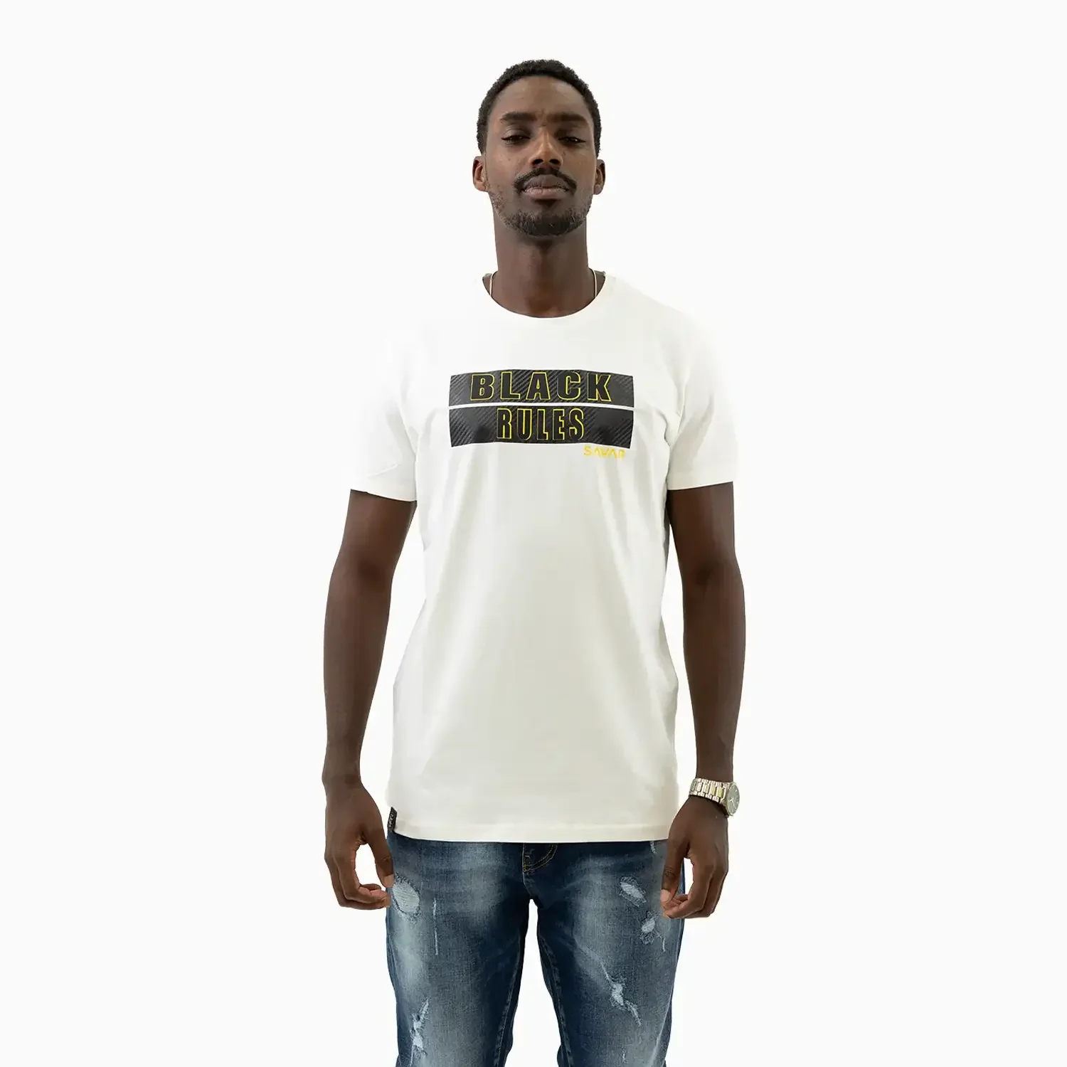 Men's Black Rules Outline Crew Neck T-Shirt