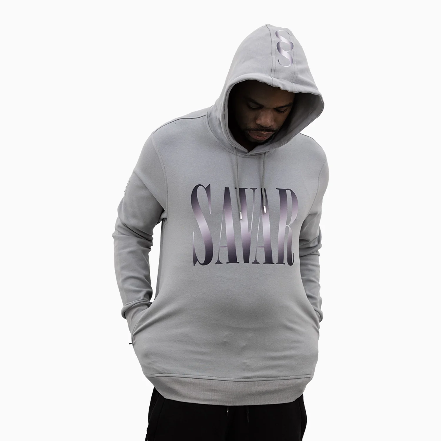 Men's Gradient Text Big Logo Pull Over Hoodie - Image 4