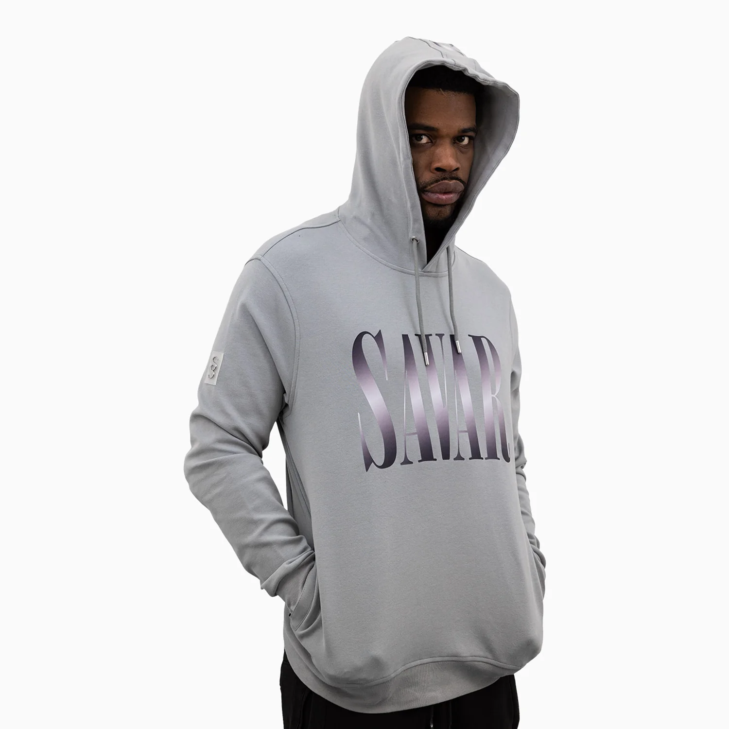 Men's Gradient Text Big Logo Pull Over Hoodie - Image 5