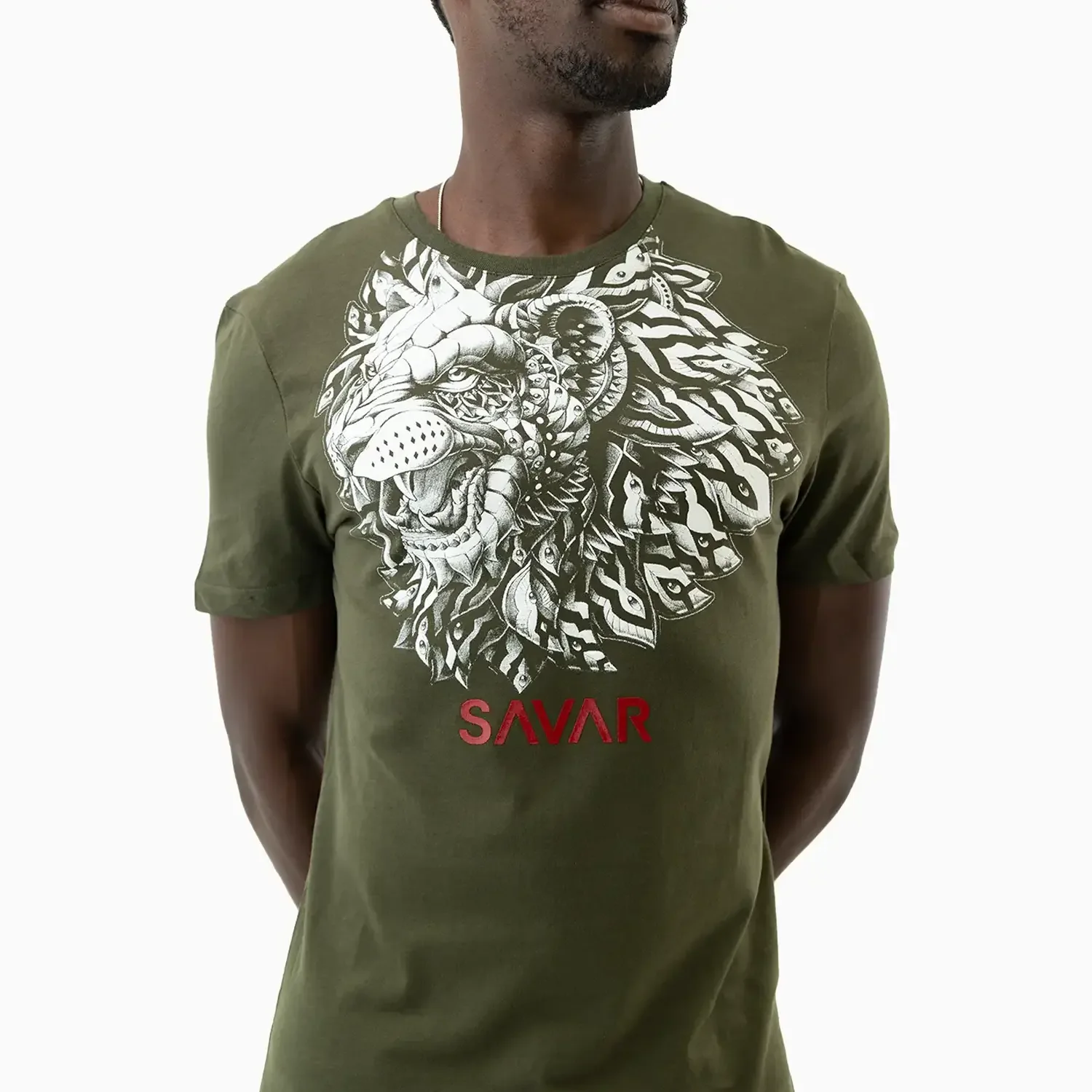 Men's Lion Graphics Crew Neck T-Shirt - Image 4