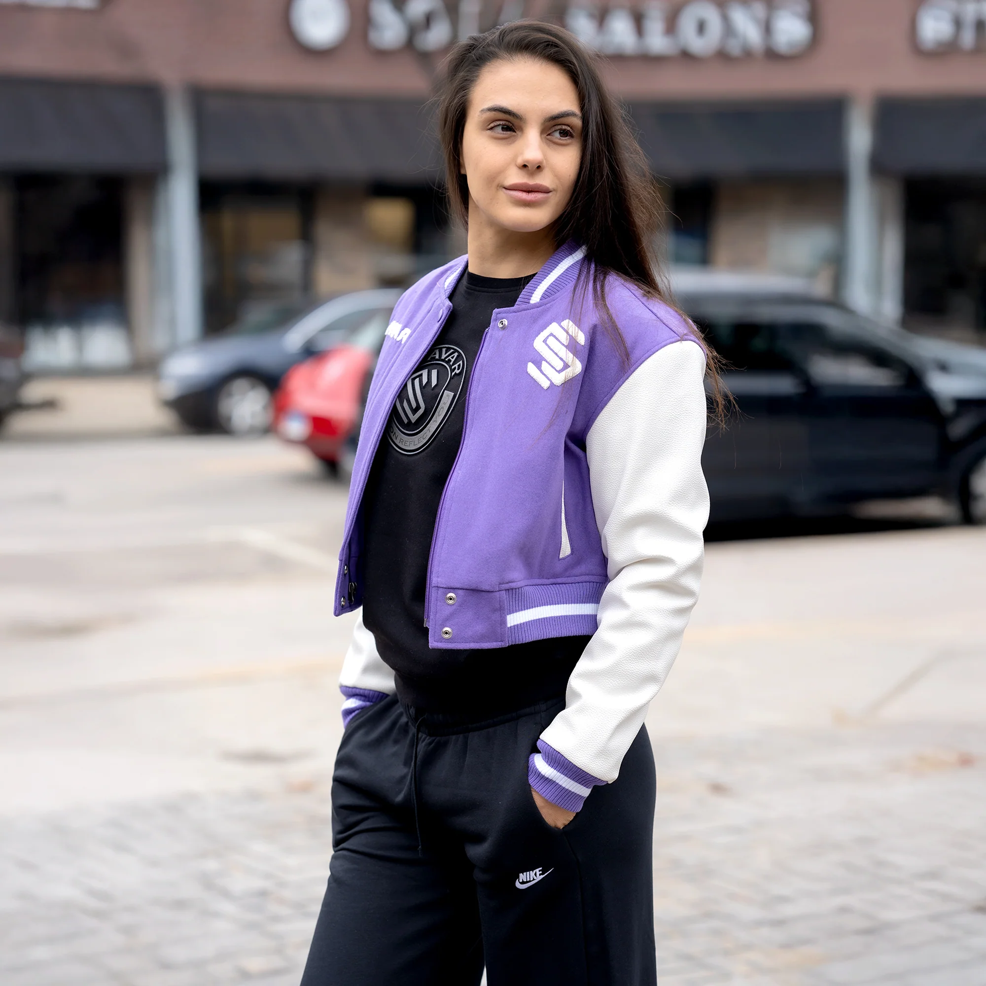 Women's Circle Wool Varsity Jacket - Image 3