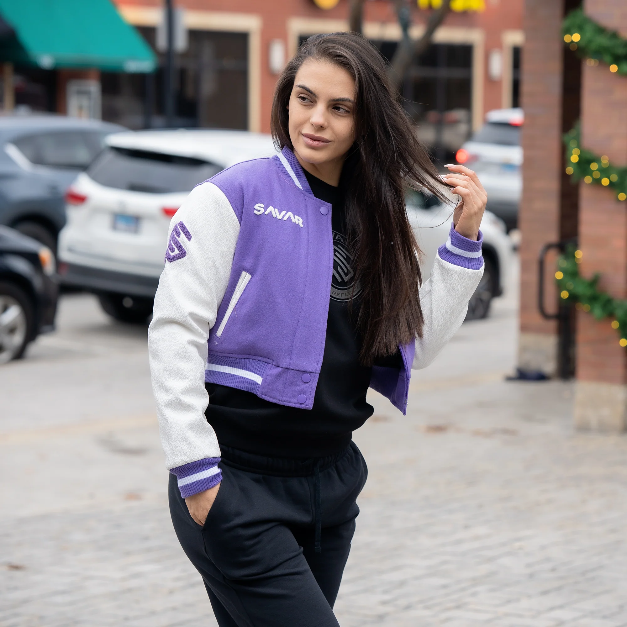 Women's Circle Wool Varsity Jacket - Image 7