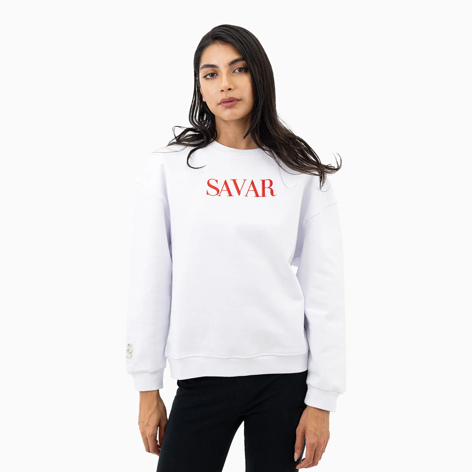 Women's Embroidery Crew Neck Sweatshirt - Image 2