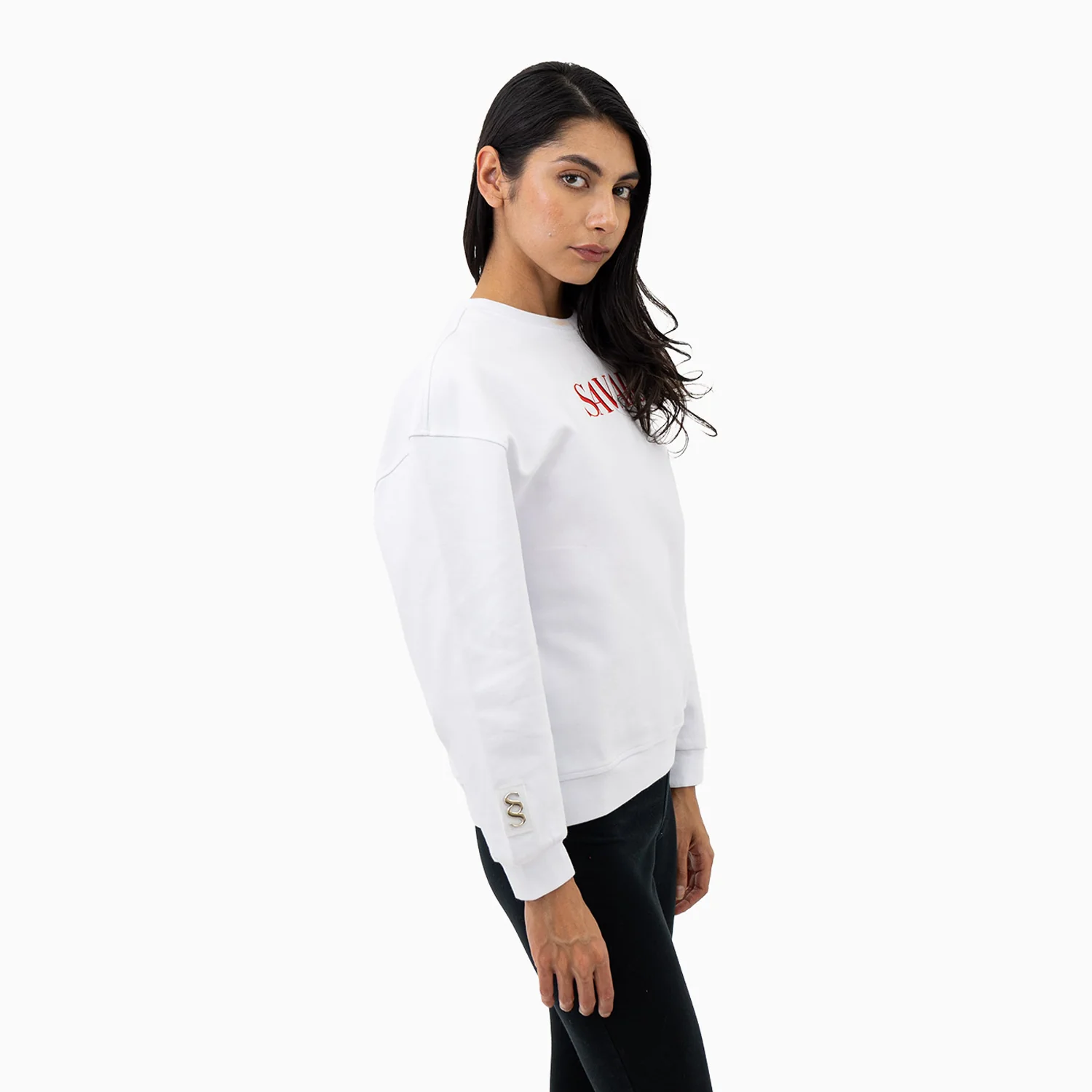 Women's Embroidery Crew Neck Sweatshirt - Image 3