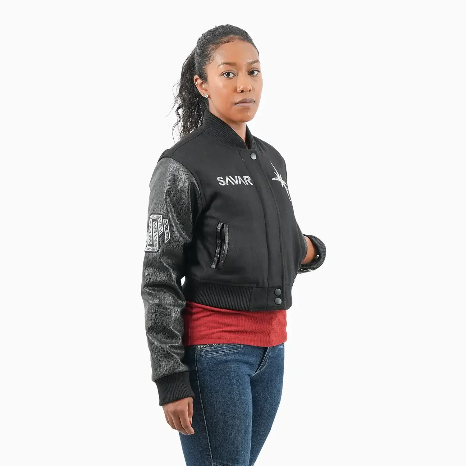 Women's Faded Wool Varsity Jacket - Image 5