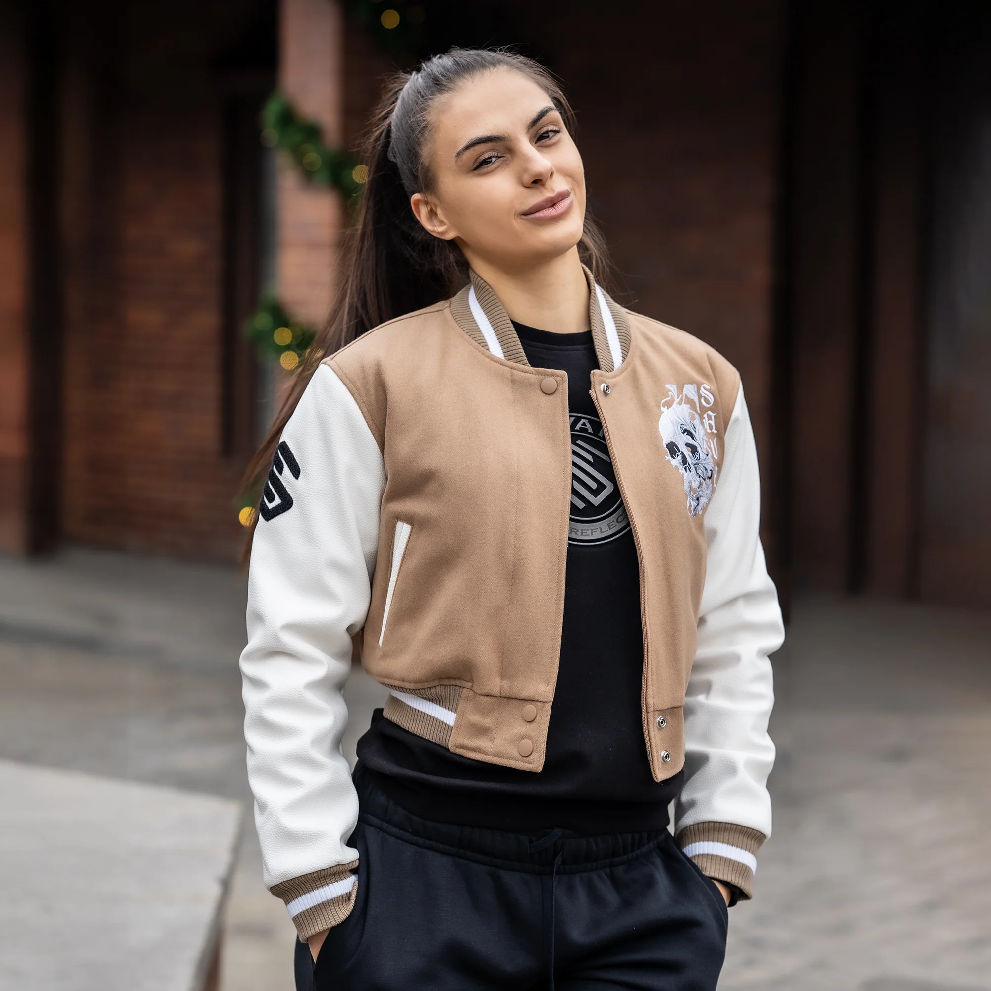 Women's Skull Wool Varsity Jacket - Image 2