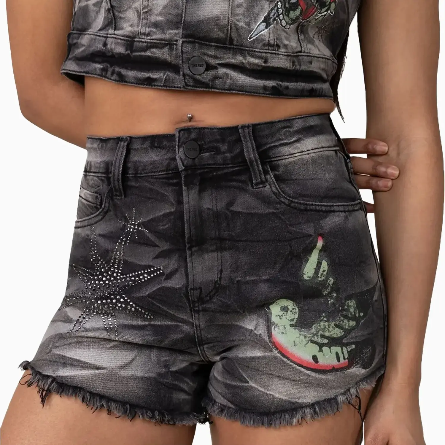 Women's Graphic Trucker Denim Outfit - Image 7