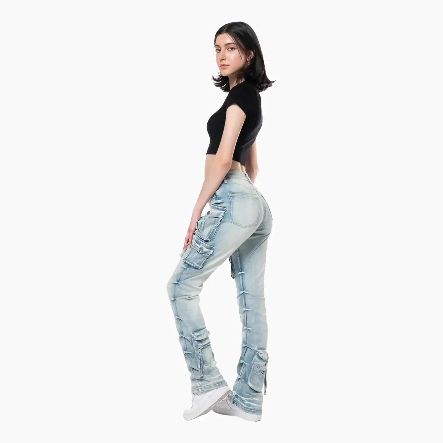 Women's High Rise Cargo Stack Jean Pant - Image 3