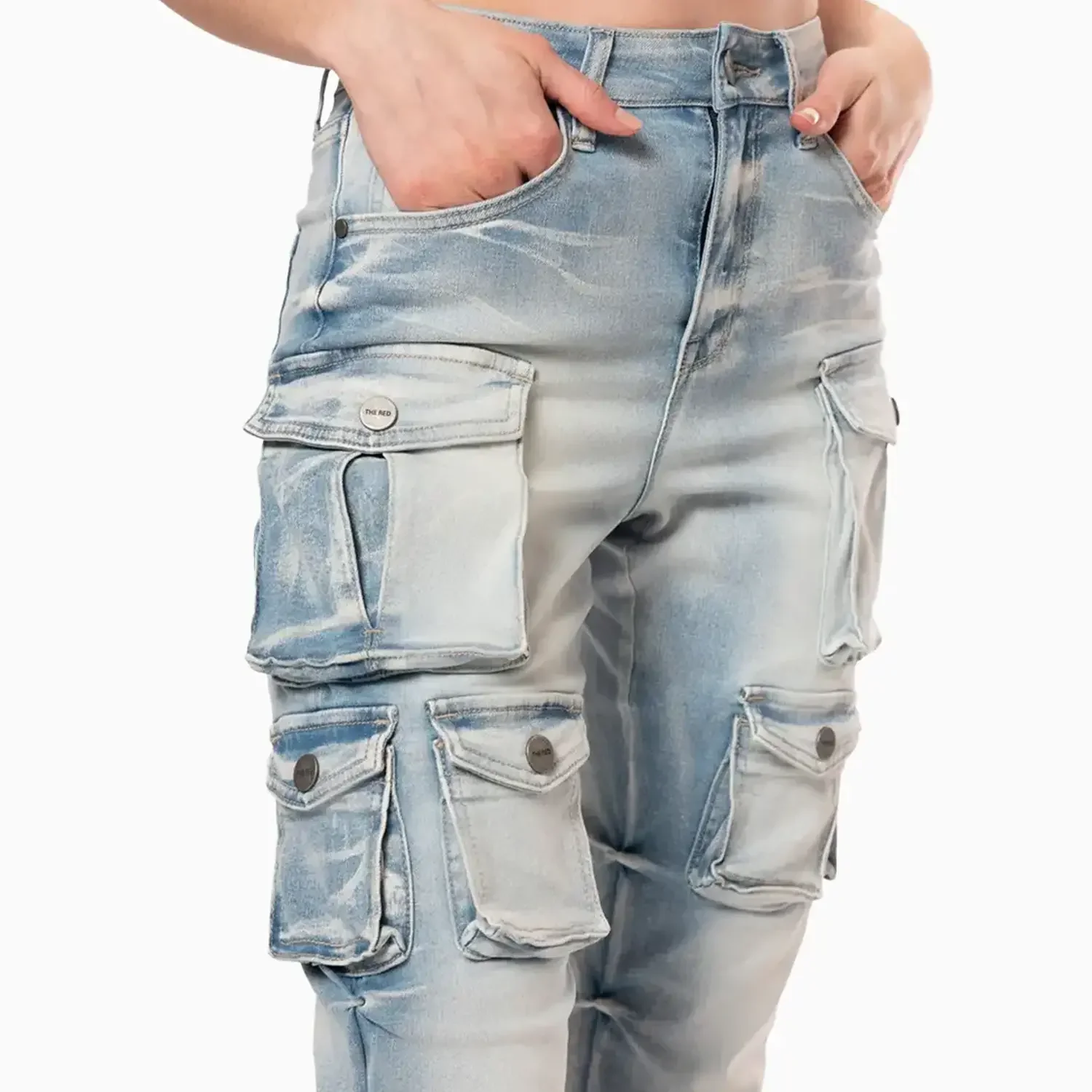 Women's High Rise Cargo Stack Jean Pant - Image 4
