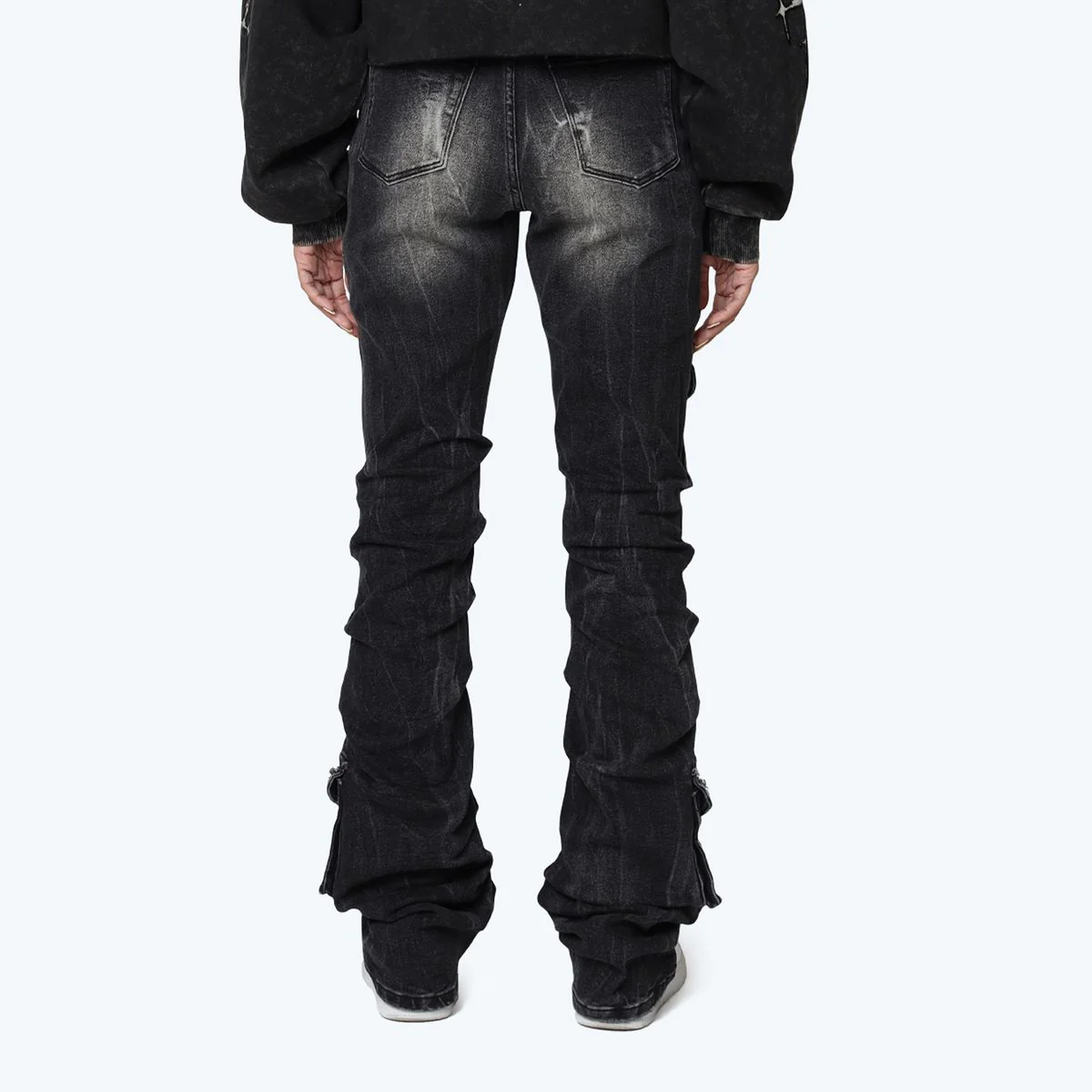 Women's High Rise Rhinestone Stacked Jeans Pant - Image 2