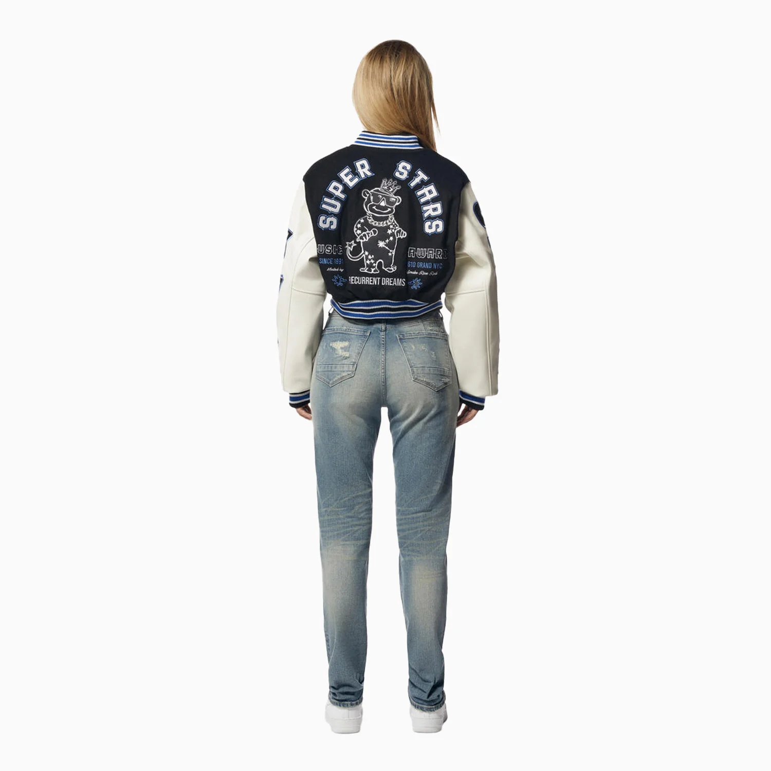 Women's Rhinestone Wool Varsity Jacket - Image 5