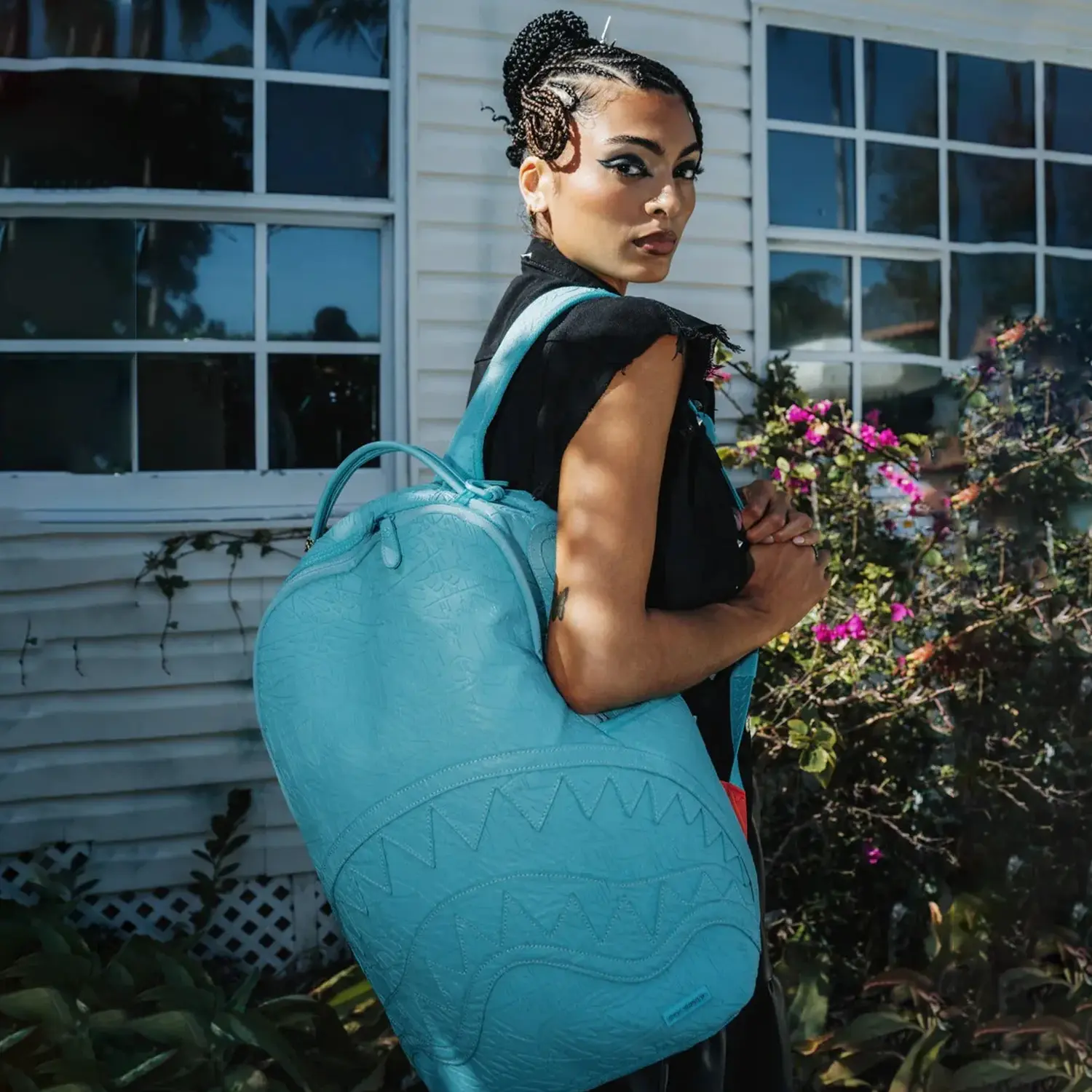 Aqua Embossed Graffiti Backpack - Image 2