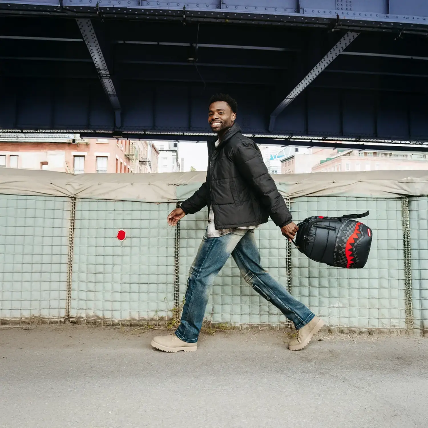 Black Puffer Check Backpack - Image 2