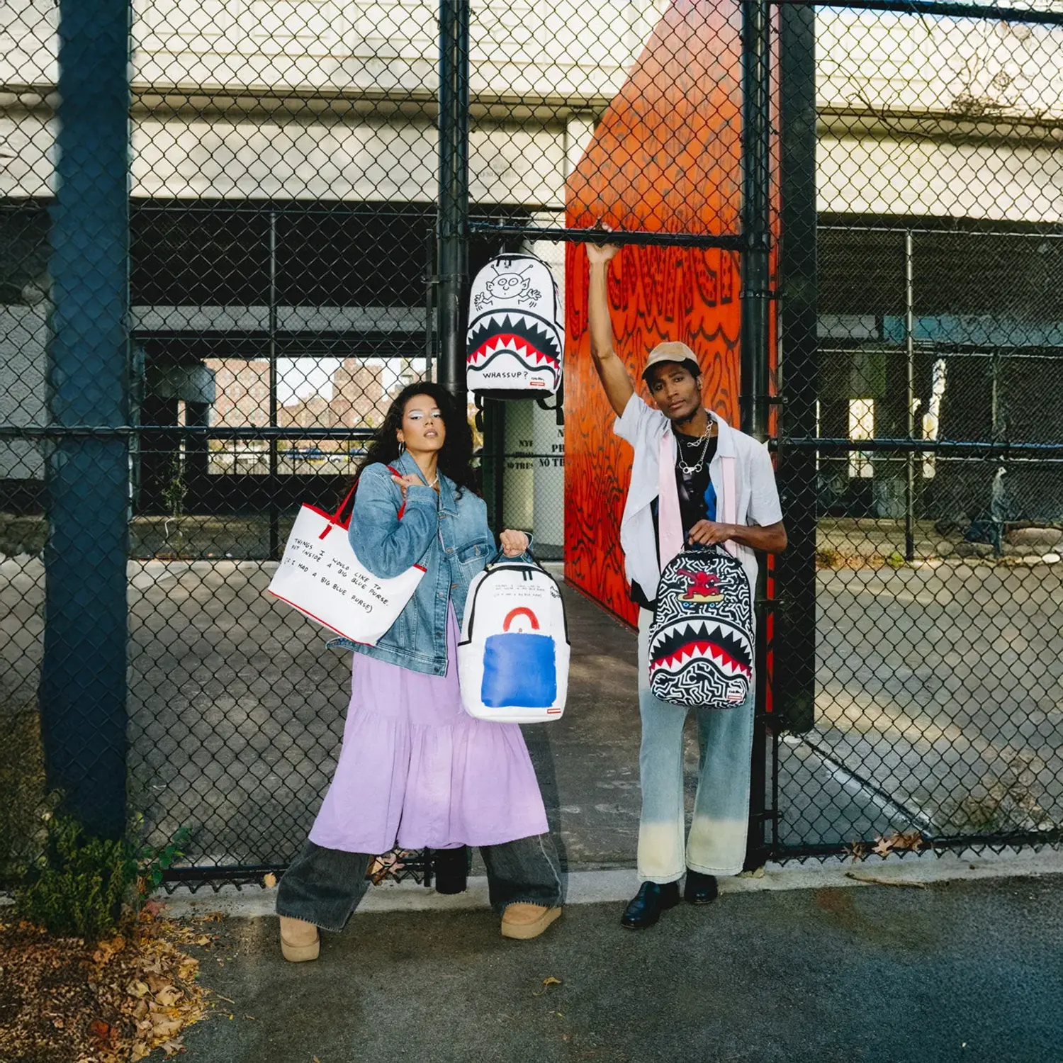 Keith Haring Embossed Shark Handbag Print Backpack - Image 15