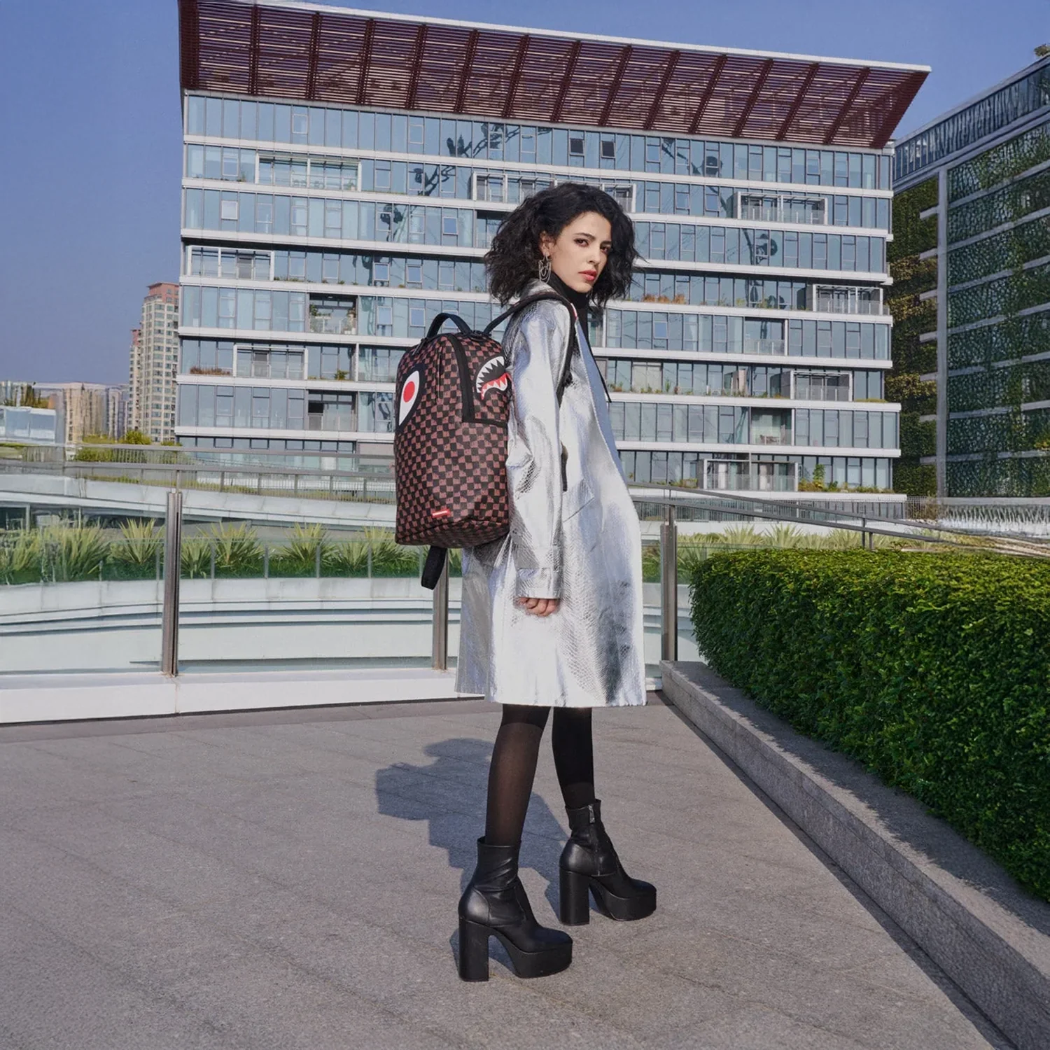 One Eye Brown Check Backpack - Image 5