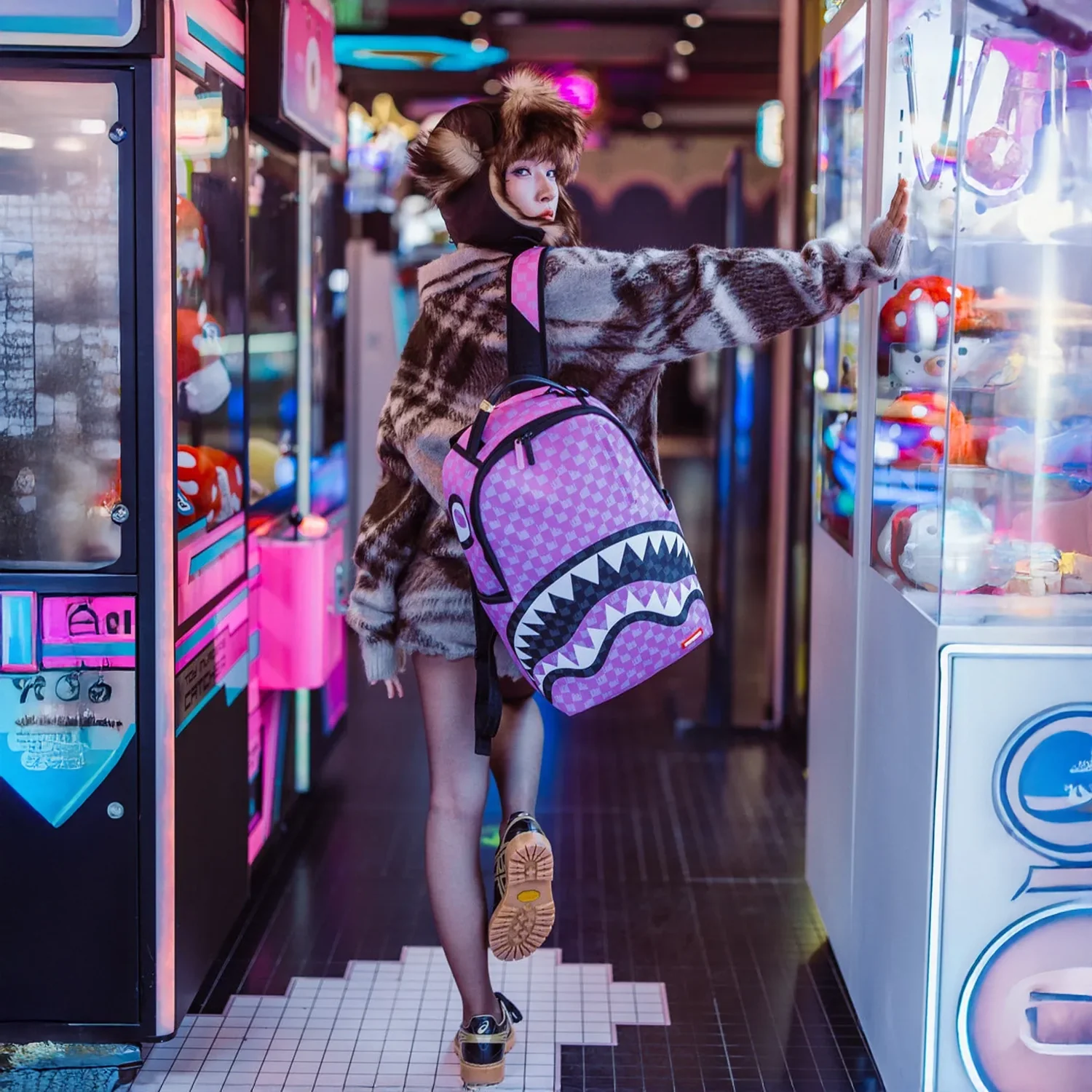 Pink And Black Drip Check Dlxsv Backpack - Image 10