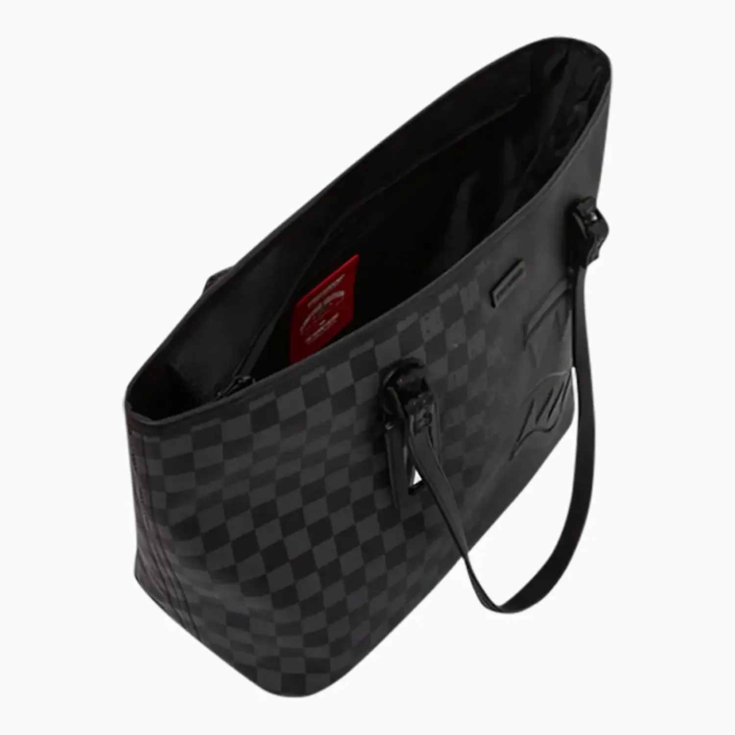 Women's Spritz Grey Check Tote Hand Bag - Image 3