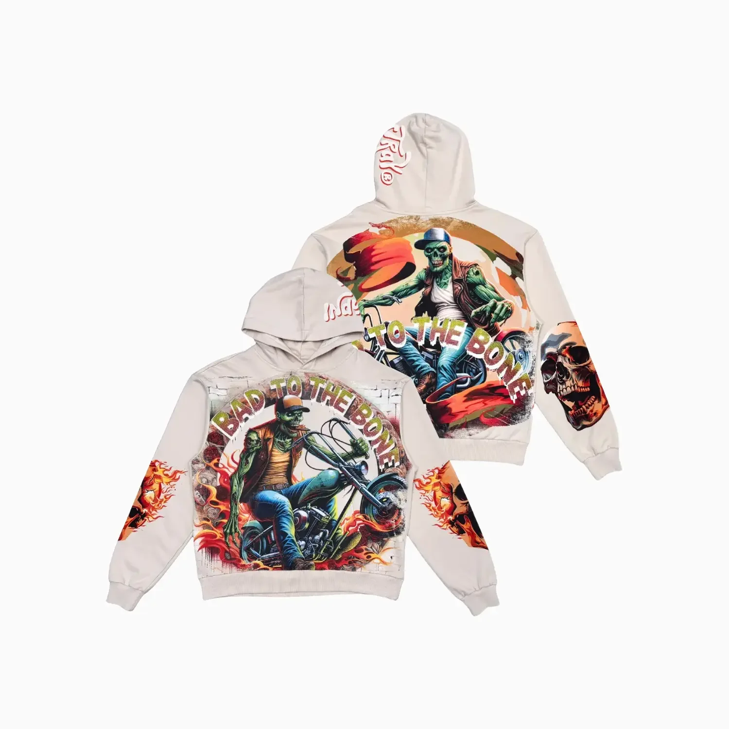 Men's Bad to the Bone Motorcycle Graphic Hoodie - Image 3