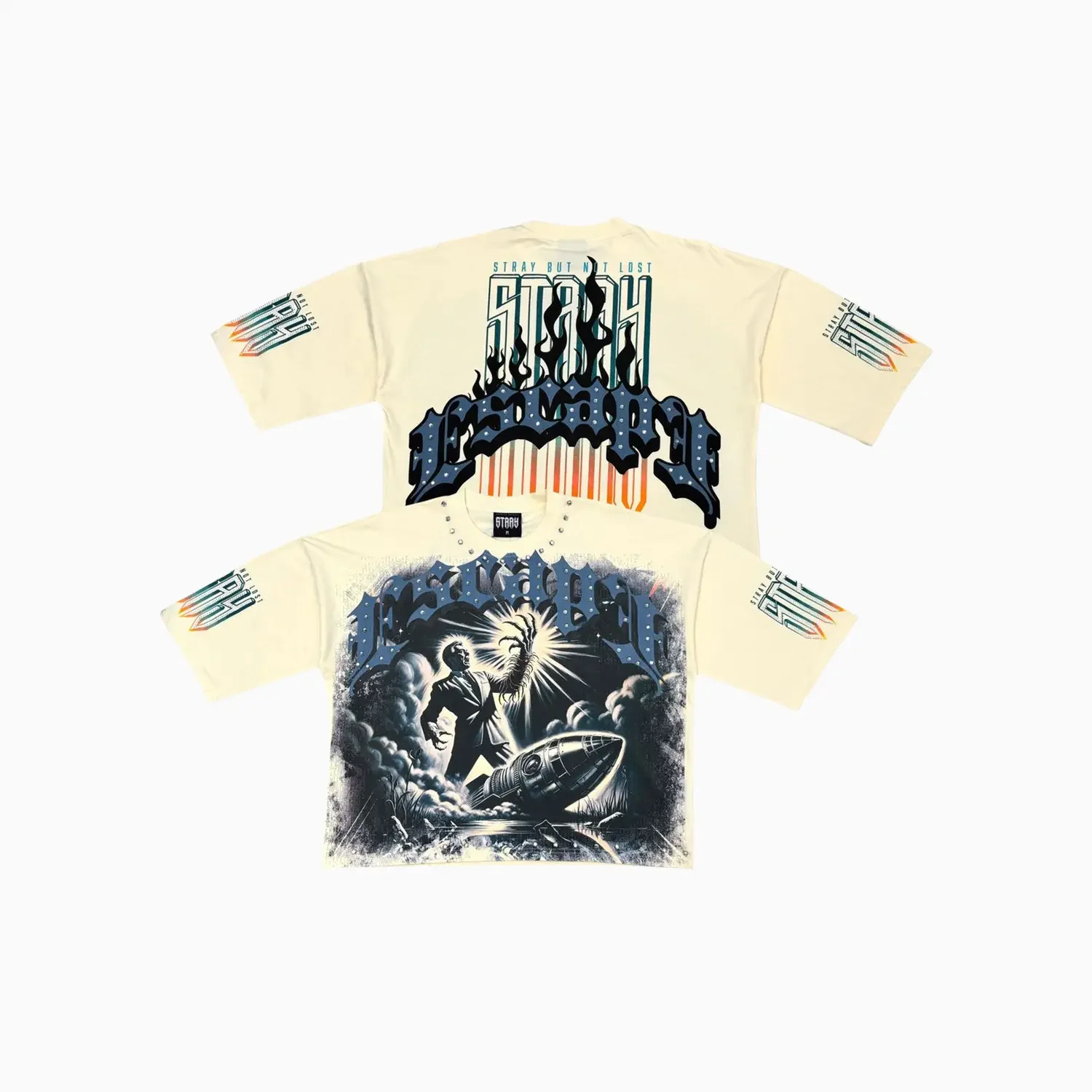 Men's Escape Stray Graphic Wide Crop Fit T-Shirt - Image 5
