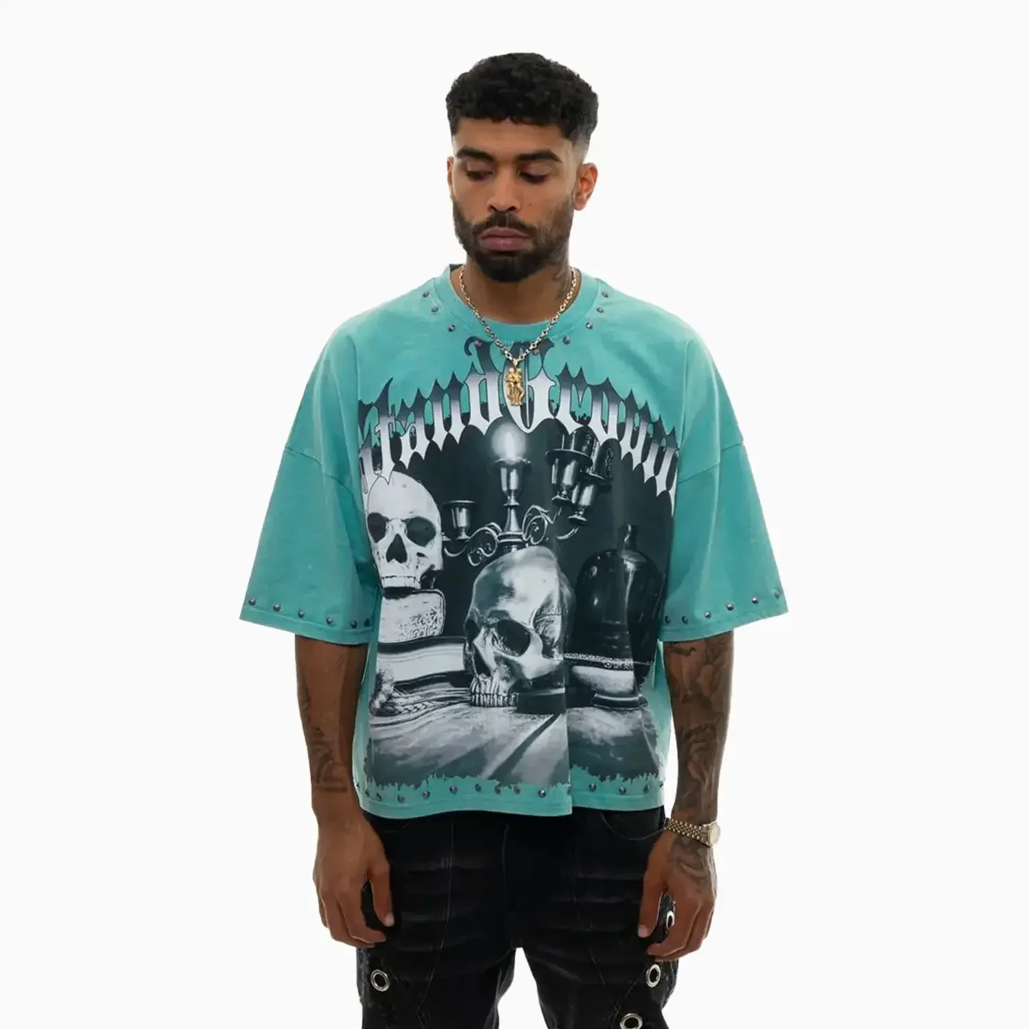 Men's Stand Proud Gothic Skull Graphic T-Shirt