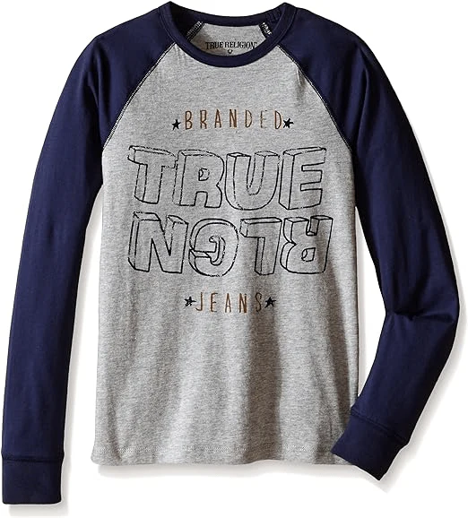 Kid's Raglan Burned Out Indigo Long Sleeve Shirt