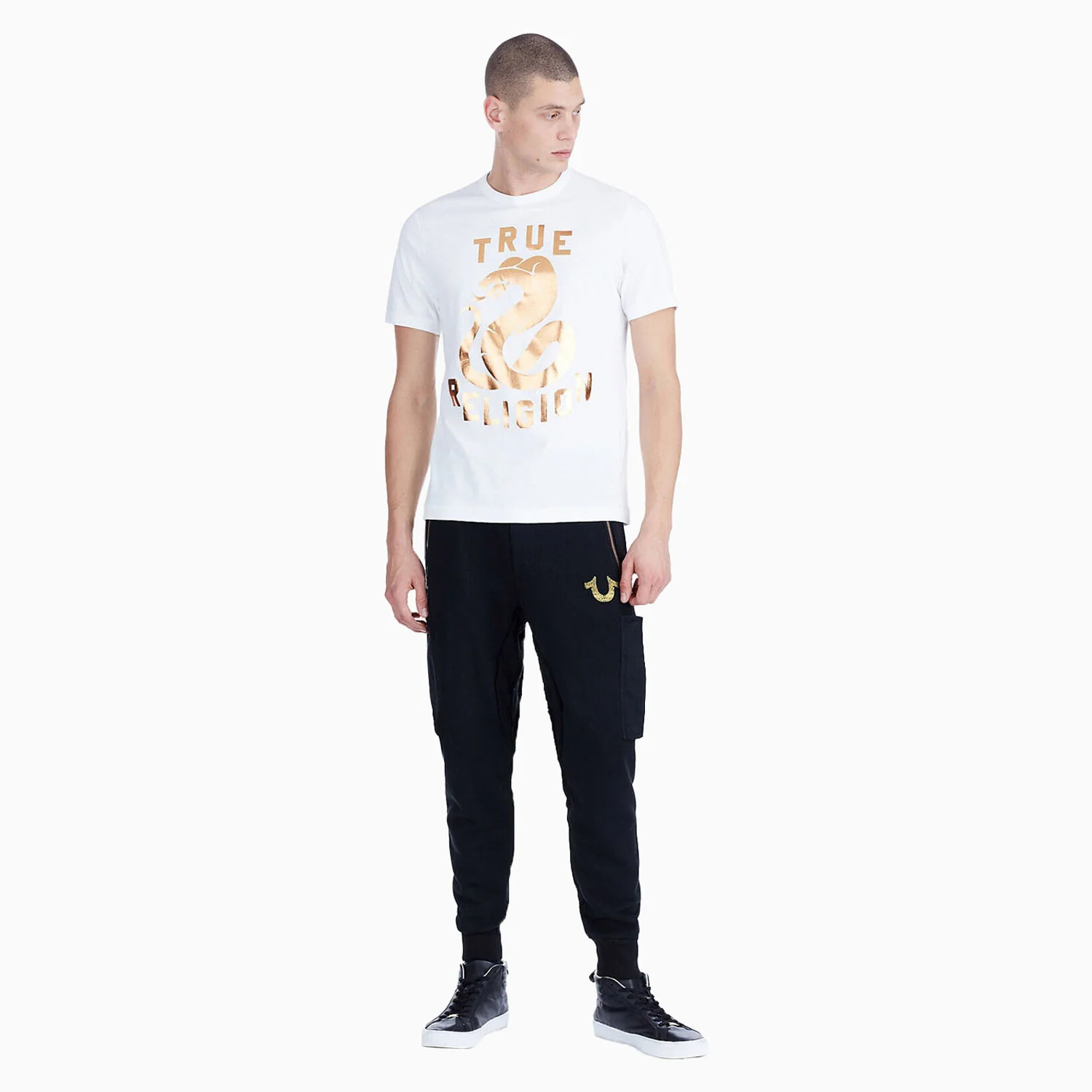 Men's Copper Snake Metallic Foil Print T Shirt - Image 3
