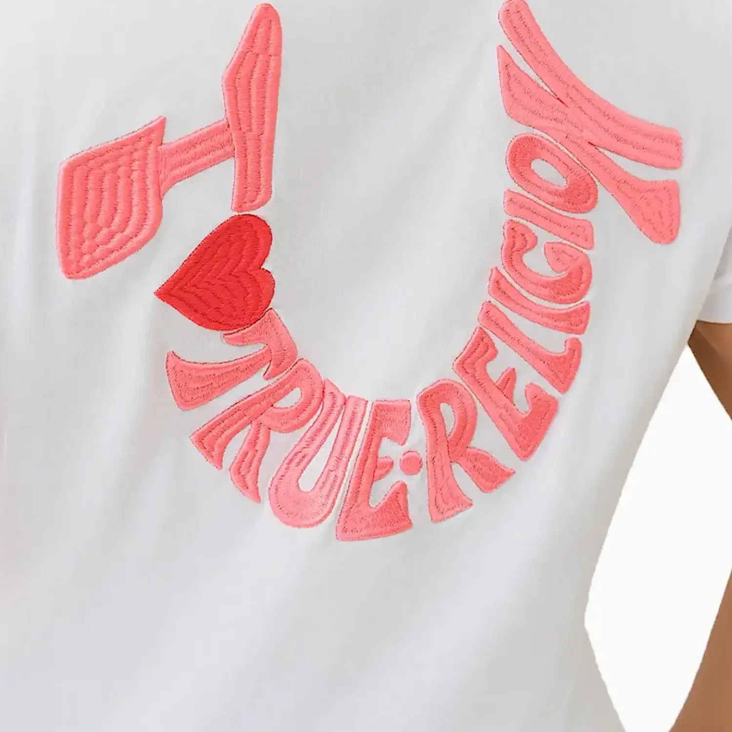 Women's I Love True Religion Embroidered Short Sleeve T-Shirt - Image 4